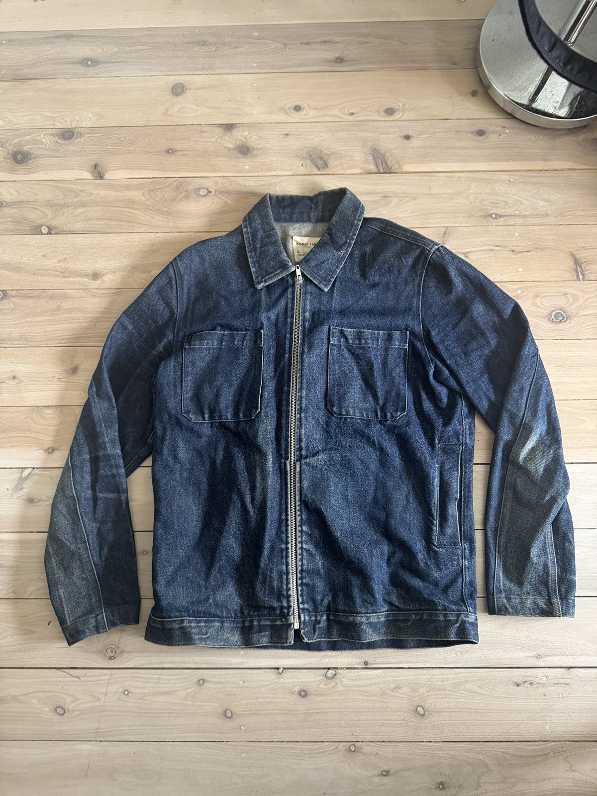 Helmut Lang HELMUT LANG LEATHER SLEEVE DENIM JACKET SS 03 | Grailed