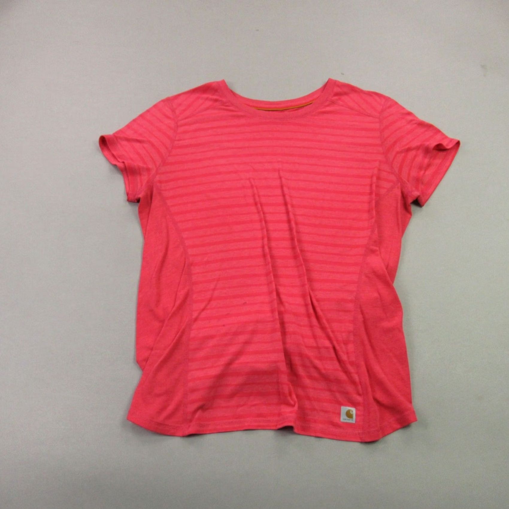 Carhartt Carhartt Shirt Womens Large Short Sleeve Crew Neck Lightweight Pink Striped Logo Casual Size L / US 10 / IT 46 - 2 Thumbnail