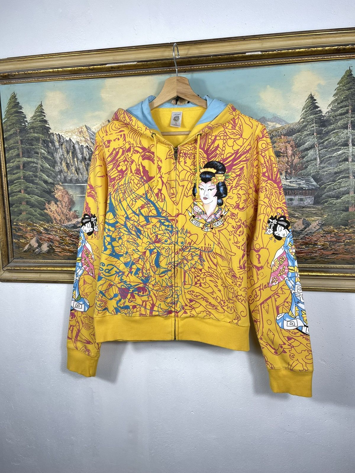 Christian Audigier Ed Hardy Retro 00s Hoodie With Crystals Affliction Grunge Size M / US 6-8 / IT 42-44 - 3 Thumbnail