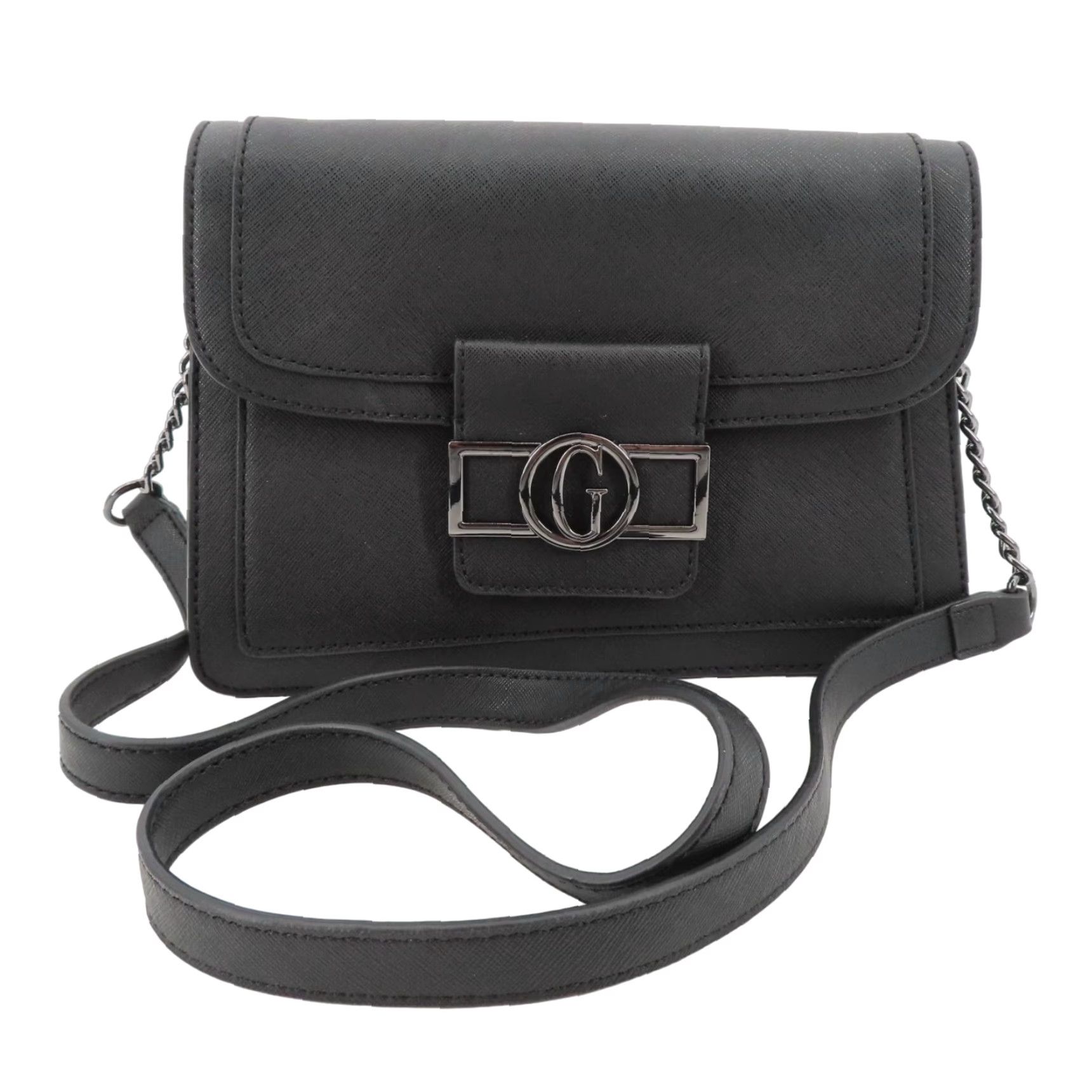 Guess GUESS Wallander Crossbody Bag Faux Leather Black Magnetic Flap Purse Handbag Women Size ONE SIZE - 2 Thumbnail