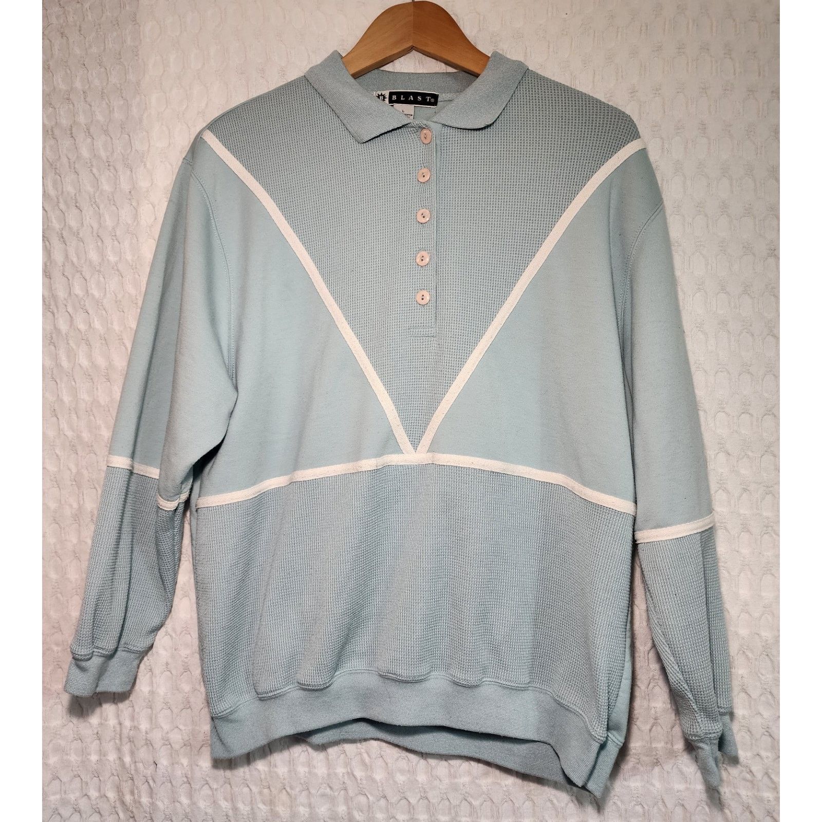 BLAEST Vintage 1980's Blast Women's Large Sweatshirt Button Blue Size L / US 10 / IT 46 - 1 Thumbnail
