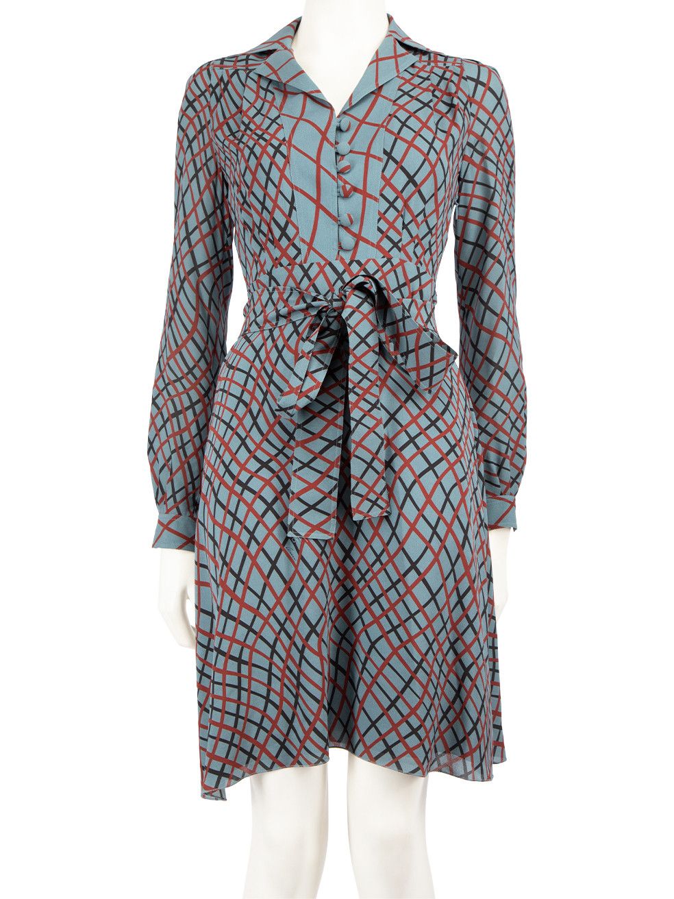 image of Gucci Checkered Belted Knee Length Dress, Women's (Size XS)