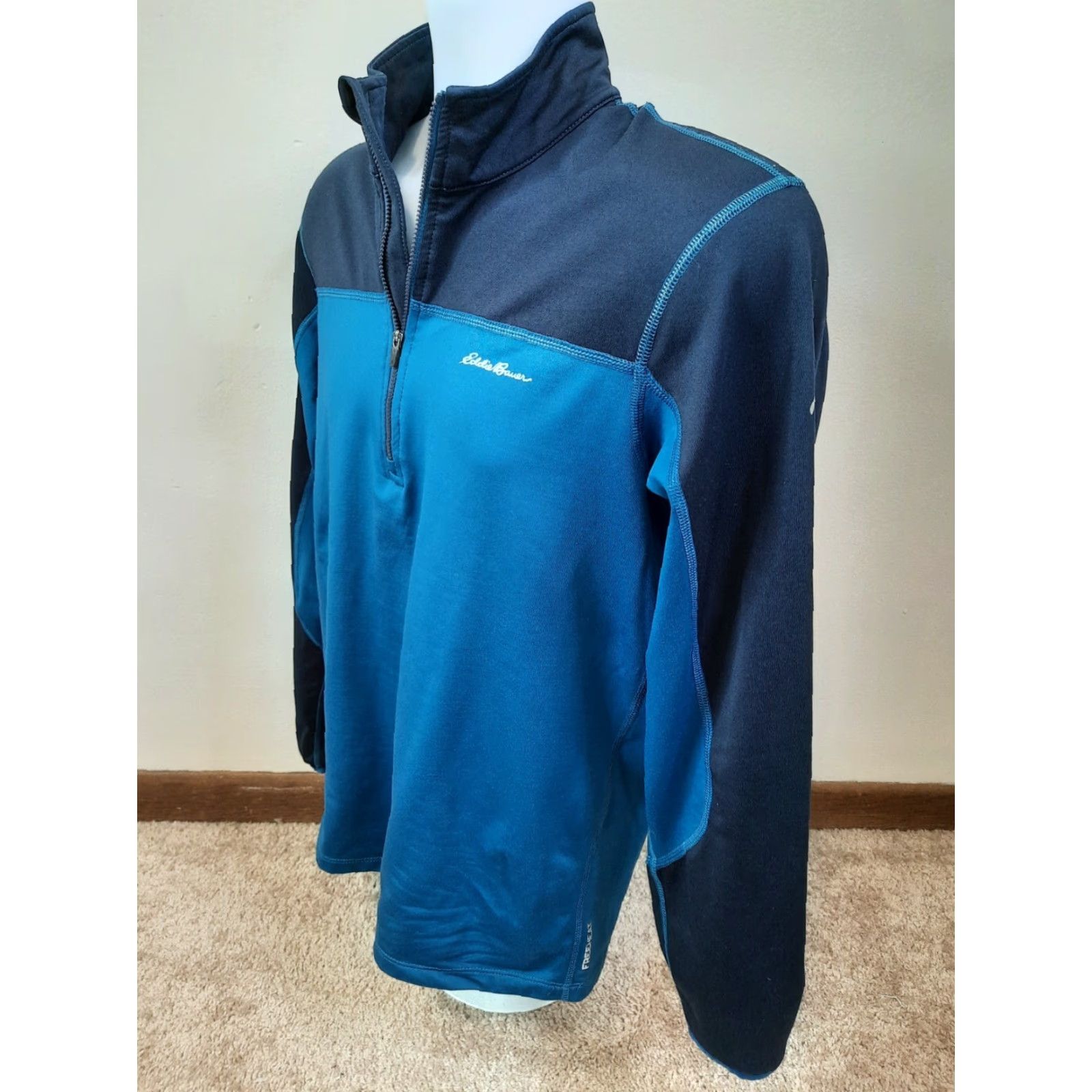 Eddie Bauer Eddie Bauer Men's Sweatshirt 1/4 Zip Mock Neck Color Block Blue S Size US S / EU 44-46 / 1 - 5 Thumbnail
