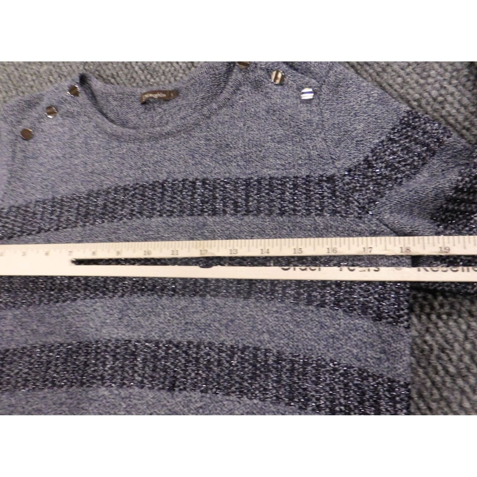 J.McLaughlin J. McLaughlin Womens Sweater Small purple Pullover striped crewneck Knit Stretch Bow Button Raglan Sleeve Christmas Womens Size S / US 4 / IT 40 - 4 Thumbnail