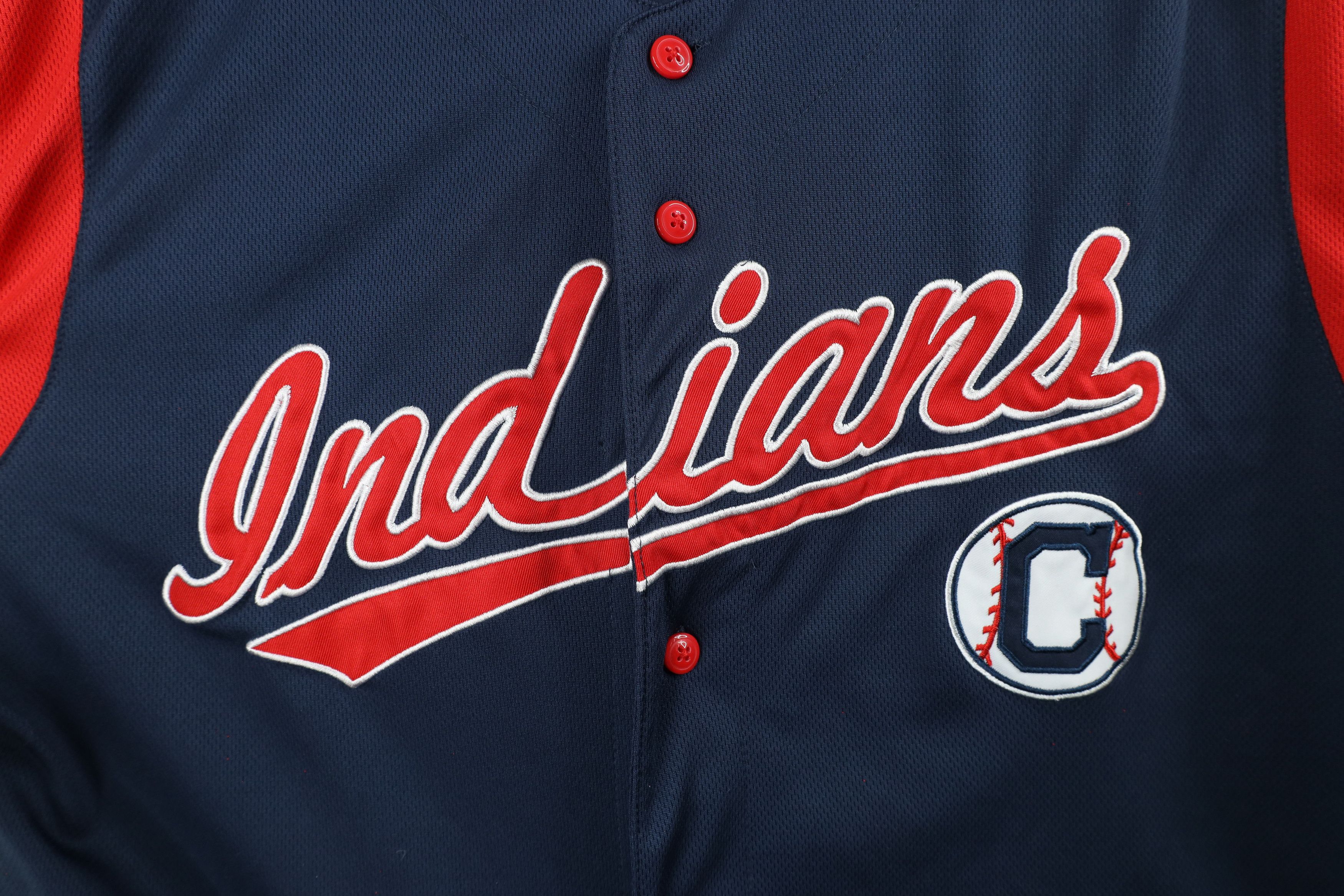 Vintage Vintage Spell Script Cleveland Indians Baseball Jersey Blue Size XL / US 12-14 / IT 48-50 - 4 Thumbnail