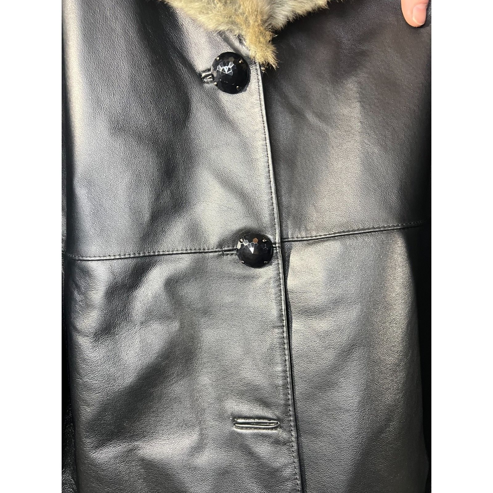 Other Vintage J Percy Marvin Richards Black Leather Faux Fur Jacke Size XXL / US 16-18 / IT 52-54 - 5 Thumbnail