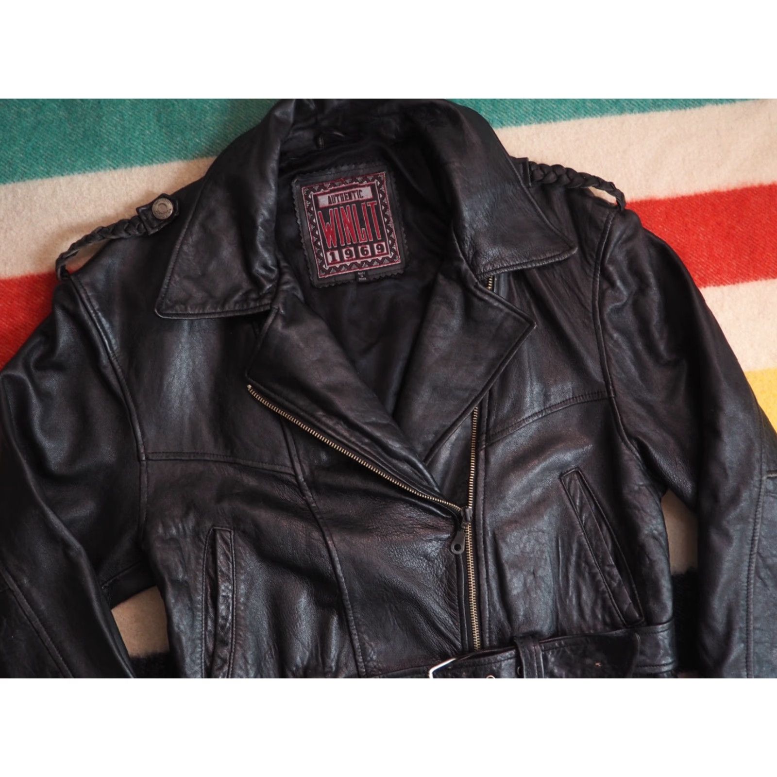 Vintage VINTAGE Winlit Leather Jacket Womens 80s 90s Black Zip Moto Cafe Western Glam Rock L Size L / US 10 / IT 46 - 5 Thumbnail