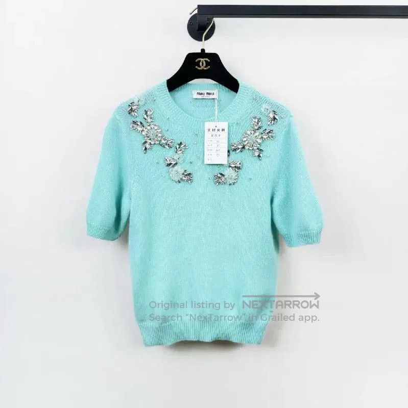 Miu Miu Miu Miu Lightweight Turquoise Cashmere Sweater . Size S / US 4 / IT 40 - 1 Thumbnail