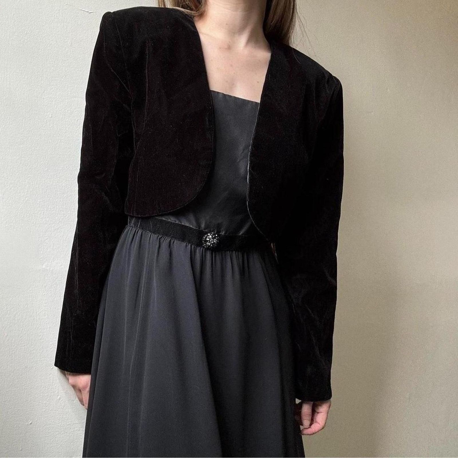 Other Vintage Scott McClintock Petites Velvet Crop Jacket Medium Size M / US 6-8 / IT 42-44 - 3 Thumbnail