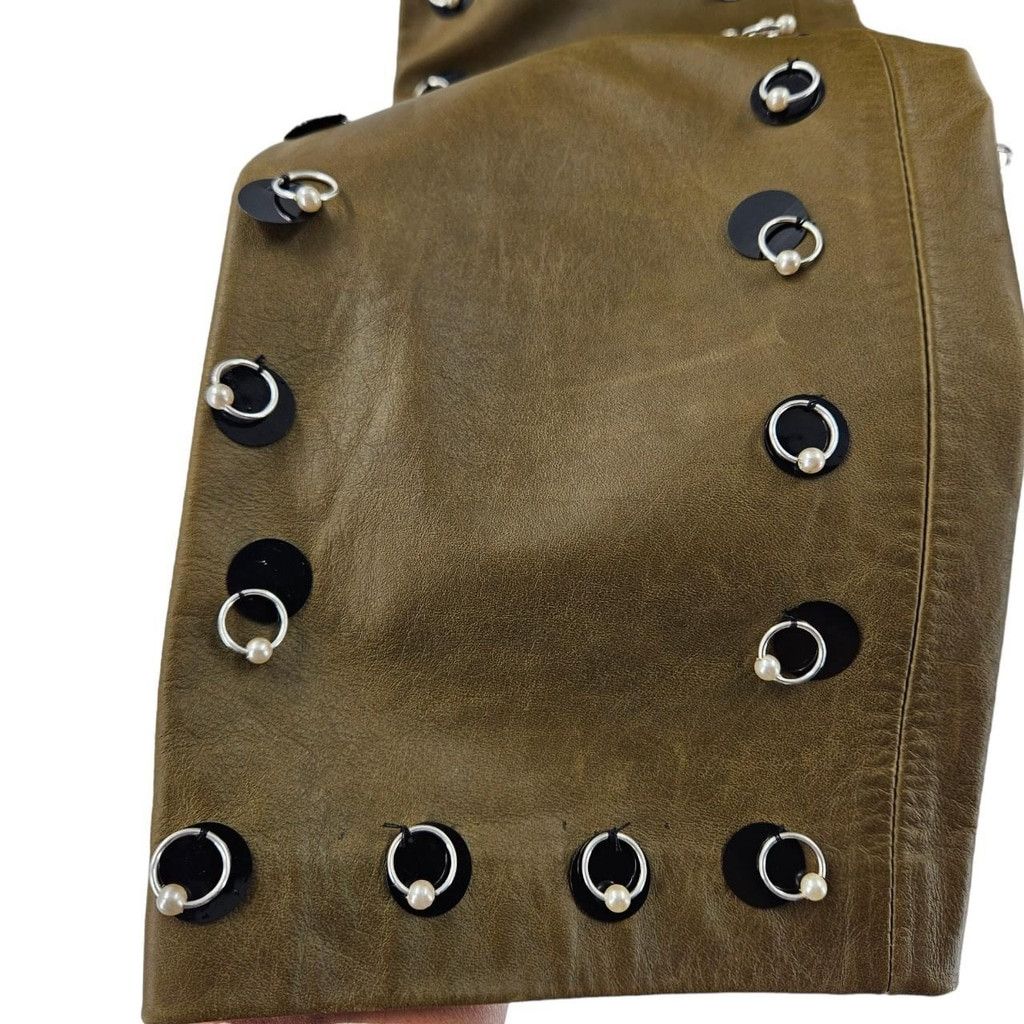 Gap Vintage Olive Green GAP Reworked Leather Pants Size 27" / US 4 / IT 40 - 5 Thumbnail