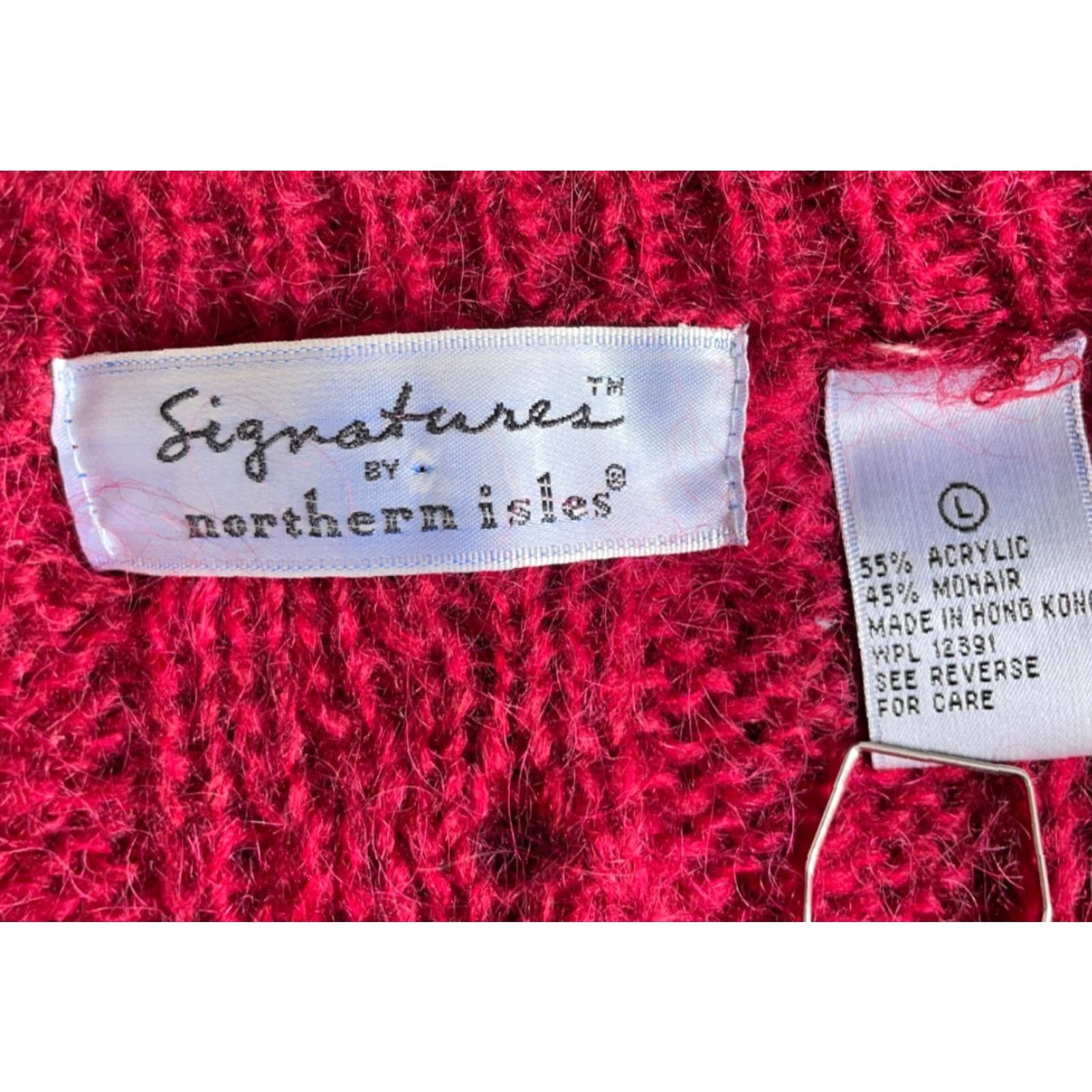 Vintage VINTAGE Northern Isles Cardigan Women's Large Red Mohair-Blend Chunky Knit Cardigan Crew Neck 90s Retro Size L / US 10 / IT 46 - 3 Thumbnail