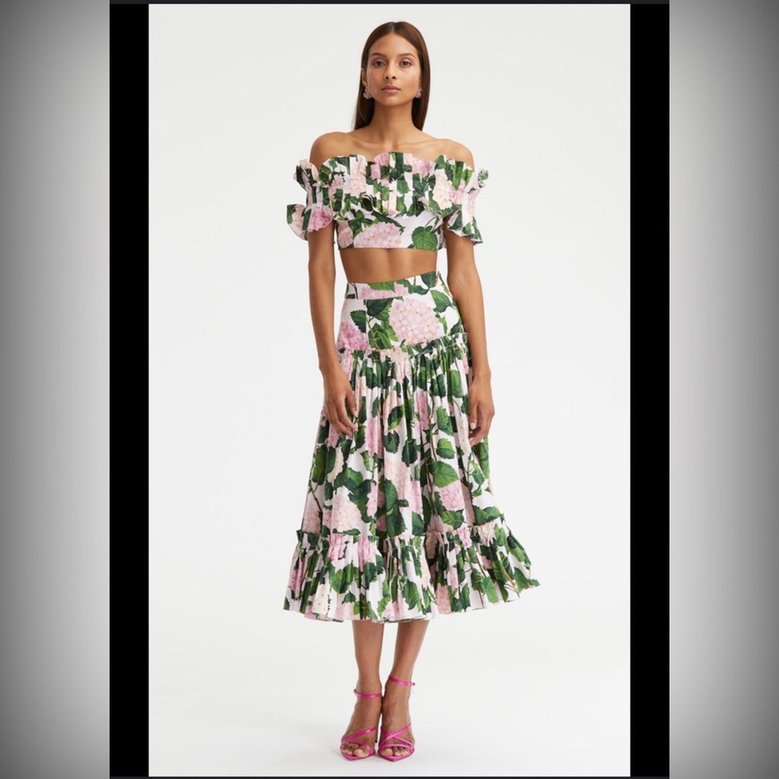 Oscar De La Renta Oscar de la Renta Off-Shoulder Floral Ruffle Detail Top 14 Size XL / US 12-14 / IT 48-50 - 5 Thumbnail