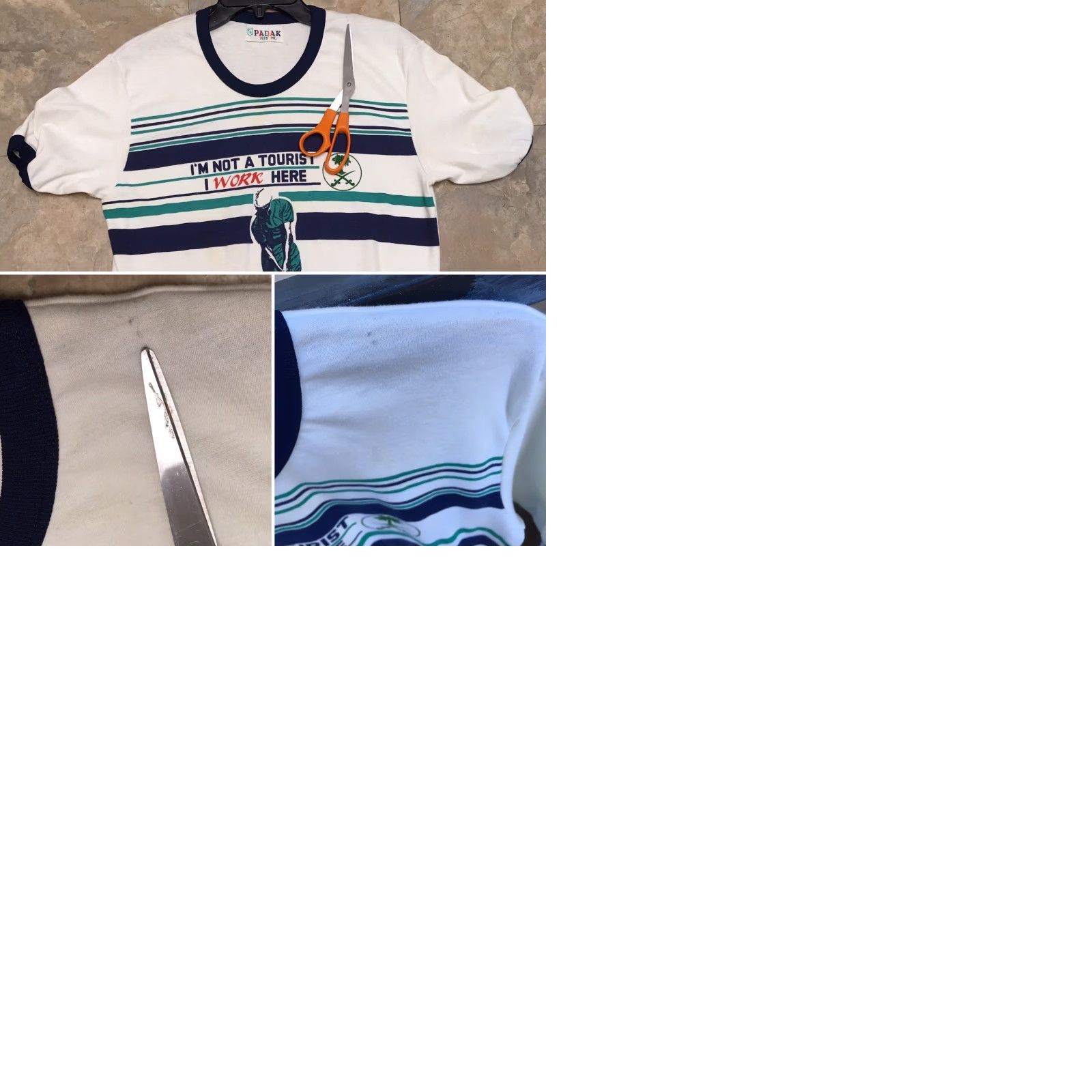 Vintage vintage Padak I’m Not A Tourist I Work Here Golf Theme M L 80s T Shirt Shirt Men White Size US M / EU 48-50 / 2 - 9 Thumbnail