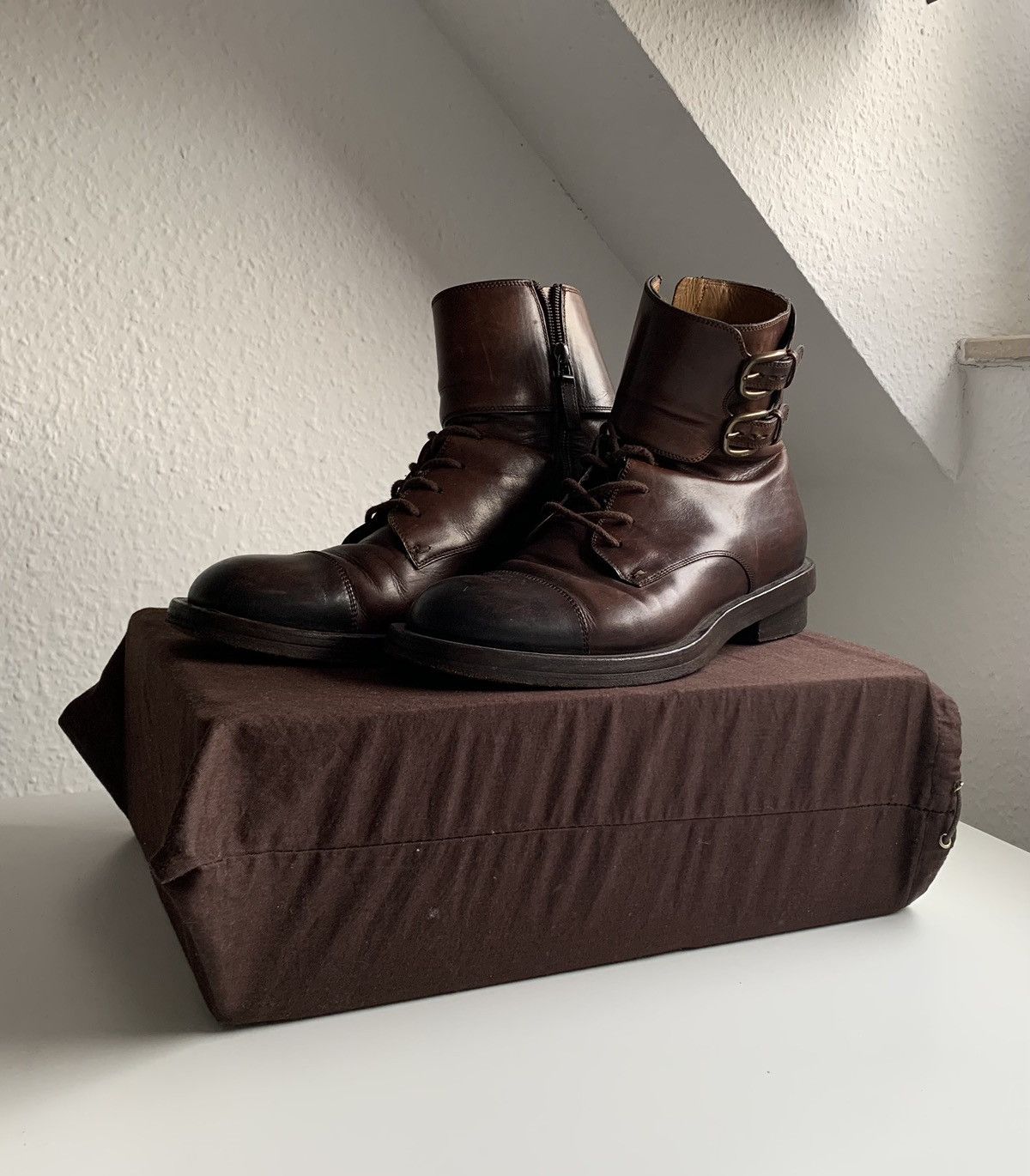 Gucci Gucci Leather Officer Buckle Boots Brown 325854 Size US 7.5 / EU 40-41 - 3 Thumbnail