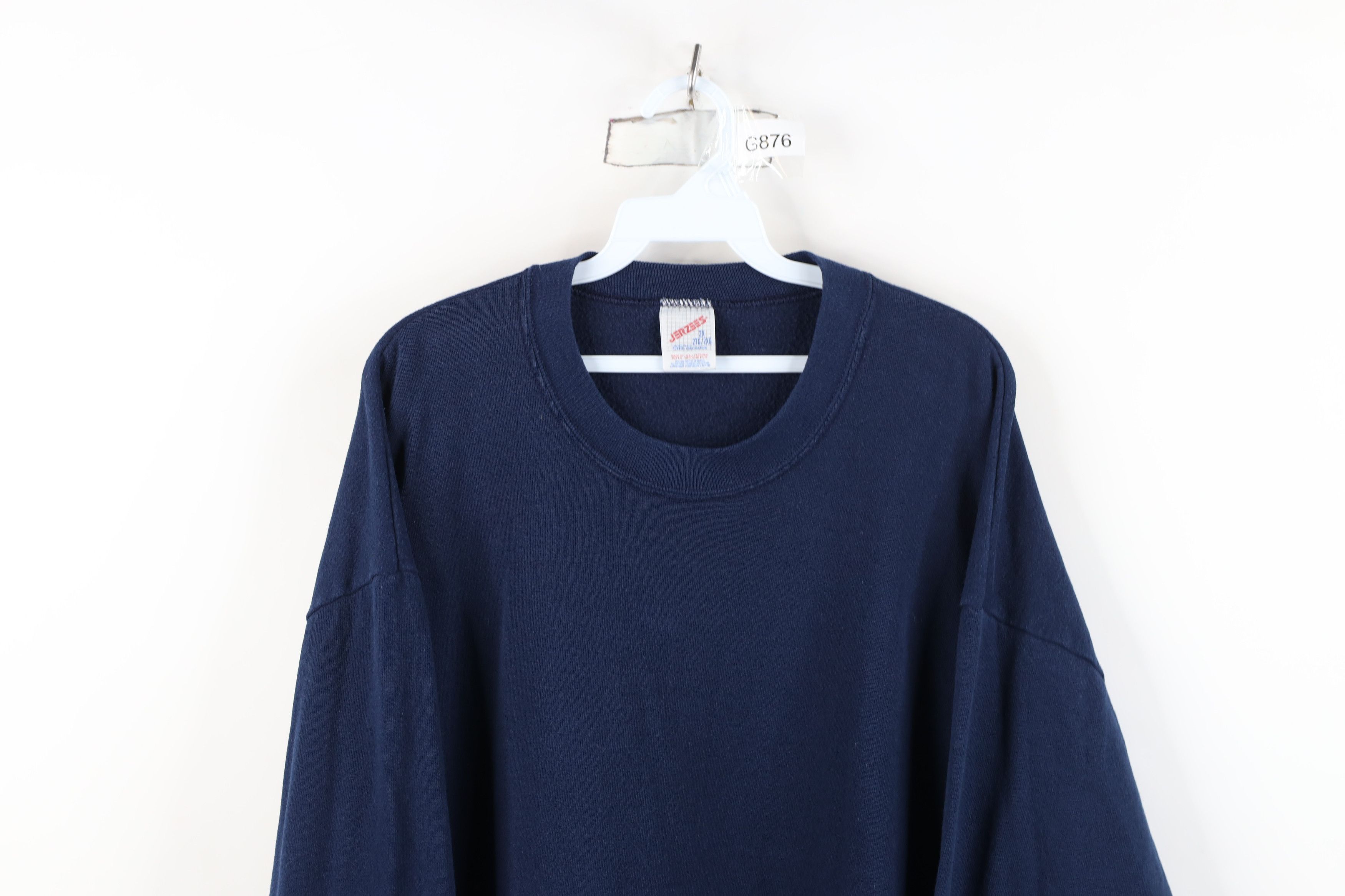 Vintage Vintage 90s Streetwear Blank Crewneck Sweatshirt Blue USA Size US XXL / EU 58 / 5 - 2 Thumbnail