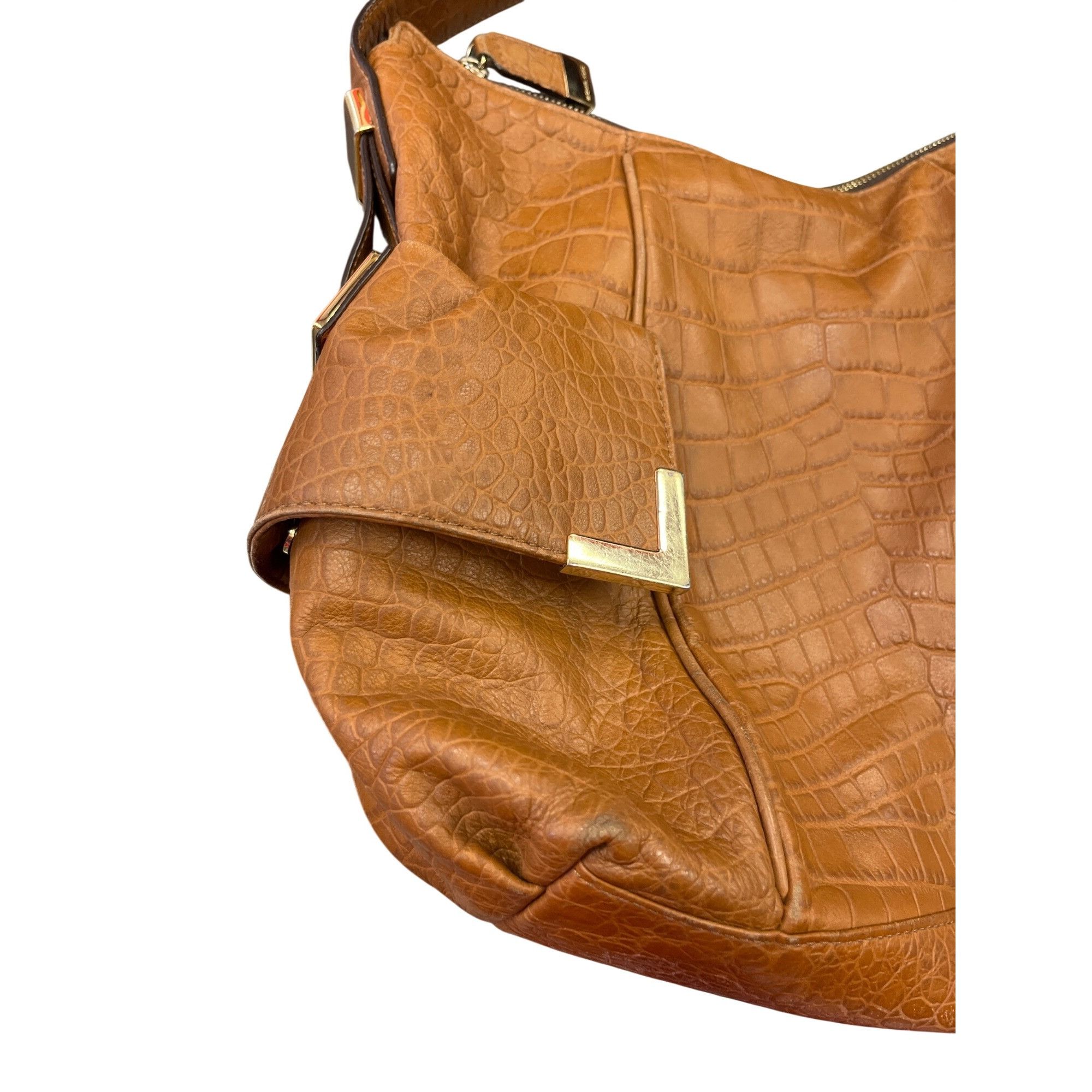 Michael Kors Michael Kors wms brown croc embossed leather shoulder hobo b Size ONE SIZE - 2 Thumbnail
