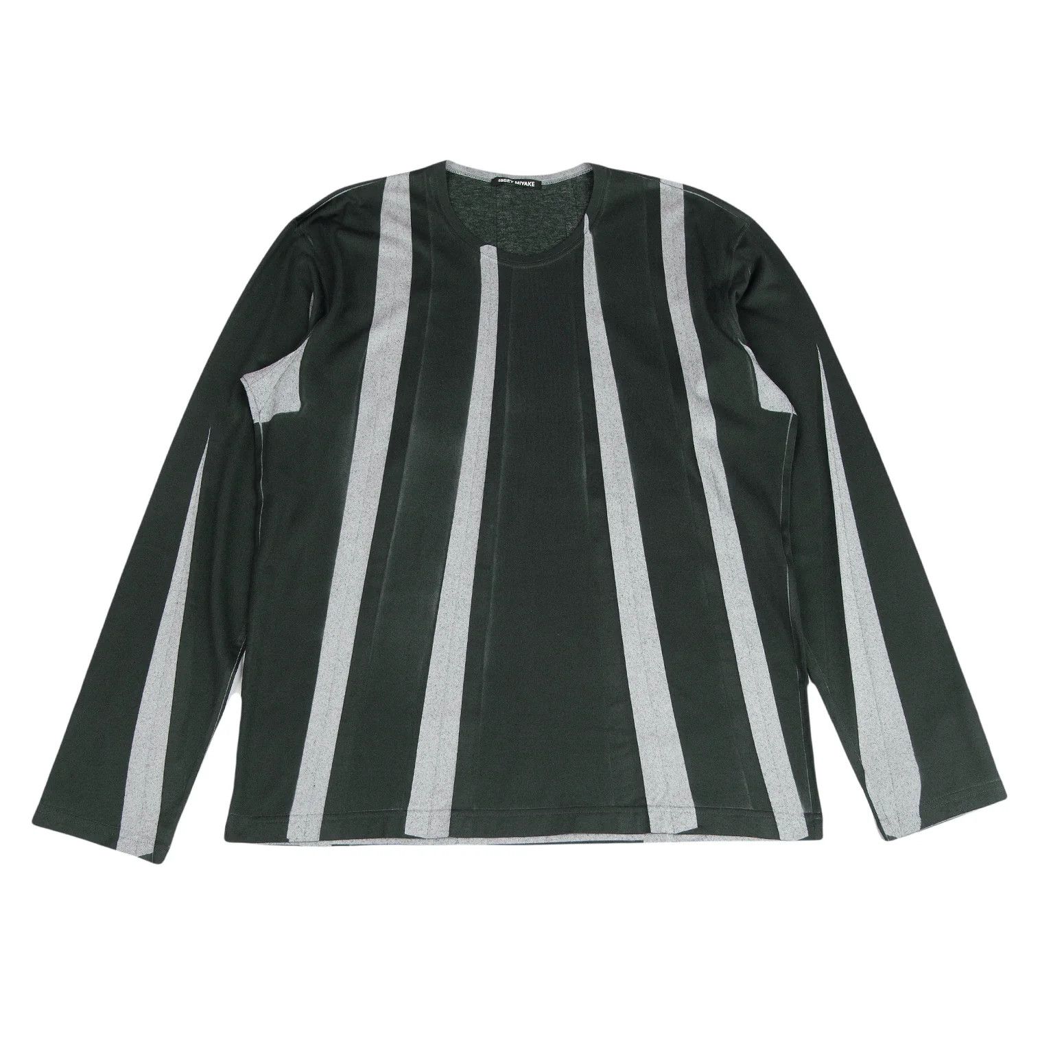 Issey Miyake Pleated Stripe Print T-Shirt in Dark Green Size US XL / EU 56 / 4 - 1 Thumbnail