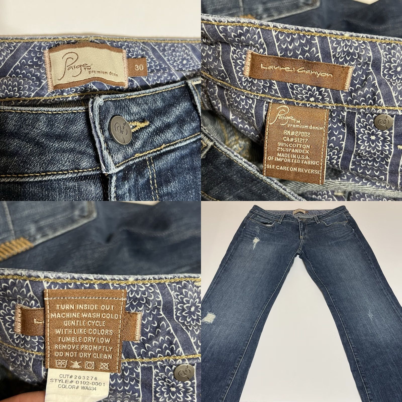 Paige Paige Jeans Womens Bootcut 5-Pocket Distressed Blue 32x34 Regular Size 30" / US 8 / IT 44 - 8 Thumbnail