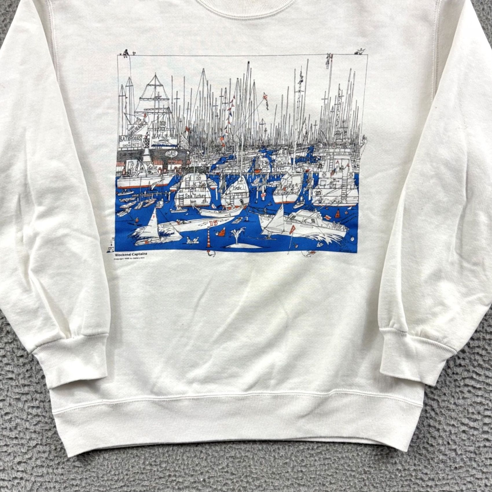 Jerzees VINTAGE Jerzees Sweatshirt Mens Large White 80s 90s Pullover Crew Neck Long Sleeve Graphic Print Size US L / EU 52-54 / 3 - 2 Thumbnail
