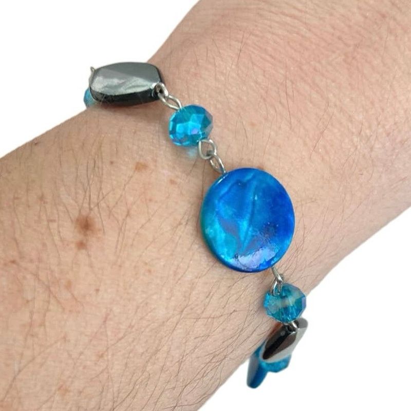 Handmade blue shell bracelet Size ONE SIZE - 1 Thumbnail
