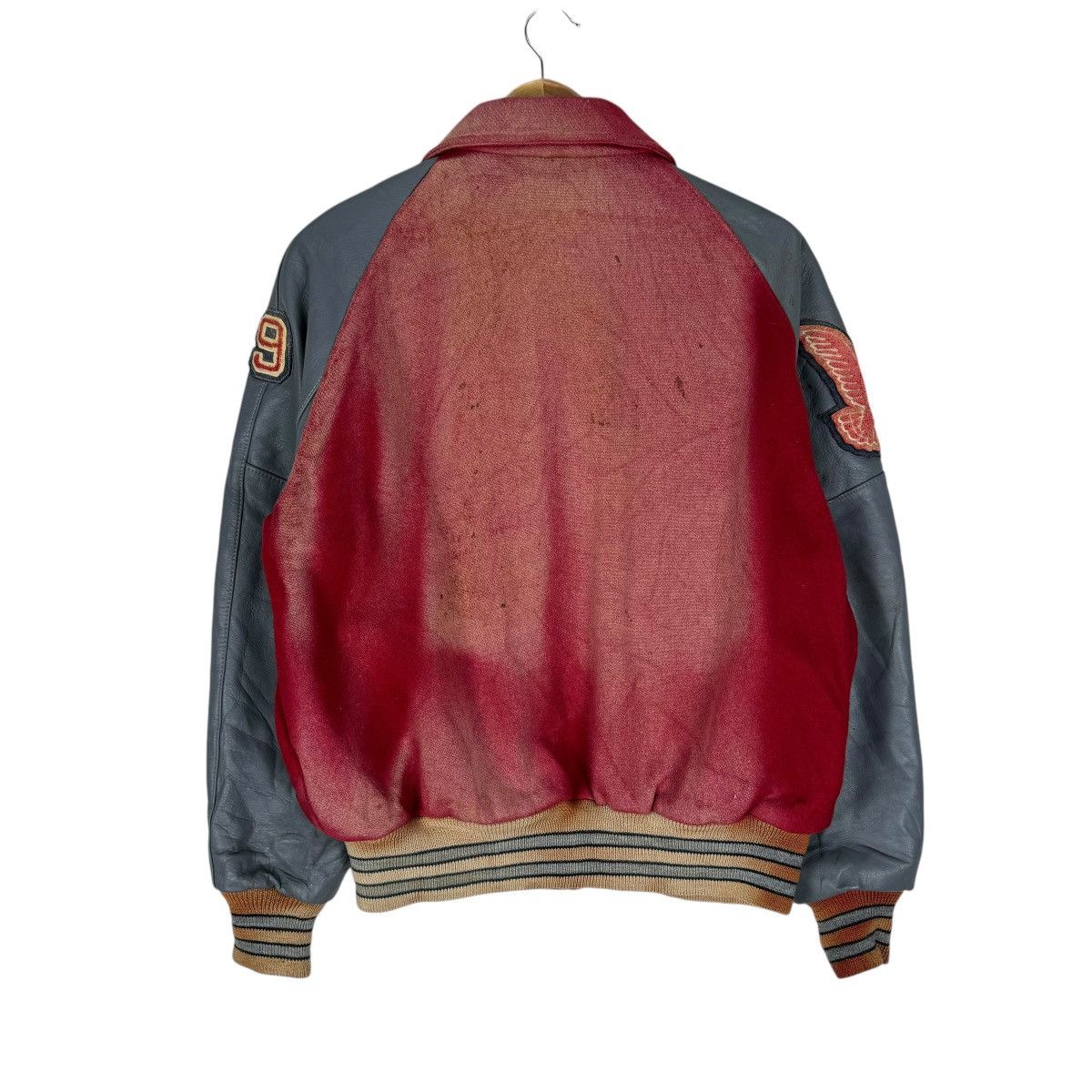 Delong 🌟DELONG SUN FADED LETTERMAN VARSITY LEATHER JACKET Size US M / EU 48-50 / 2 - 9 Thumbnail