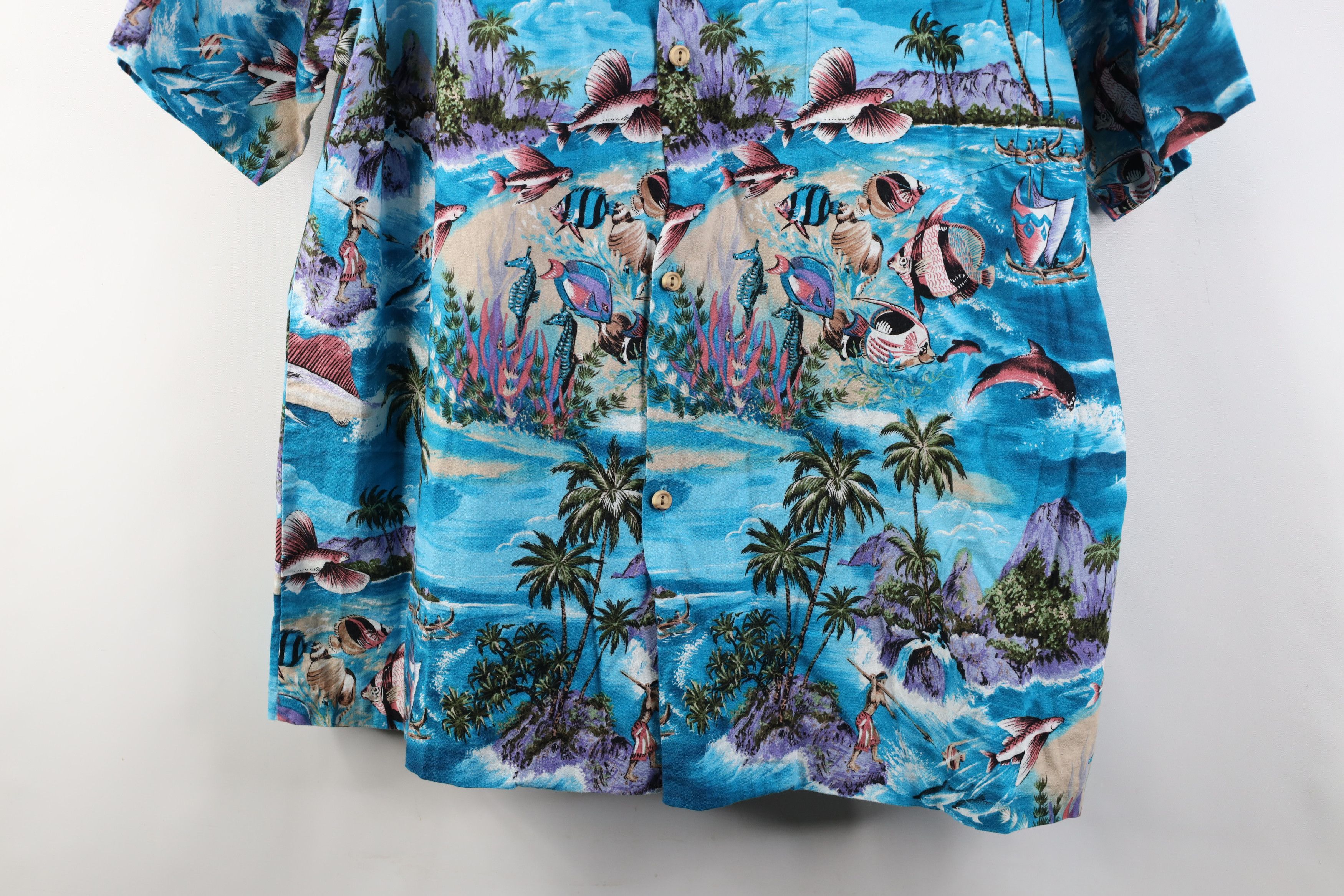 Vintage Vintage 90s Hawaiian Fish All Over Print Camp Collar Shirt Size US XL / EU 56 / 4 - 3 Thumbnail