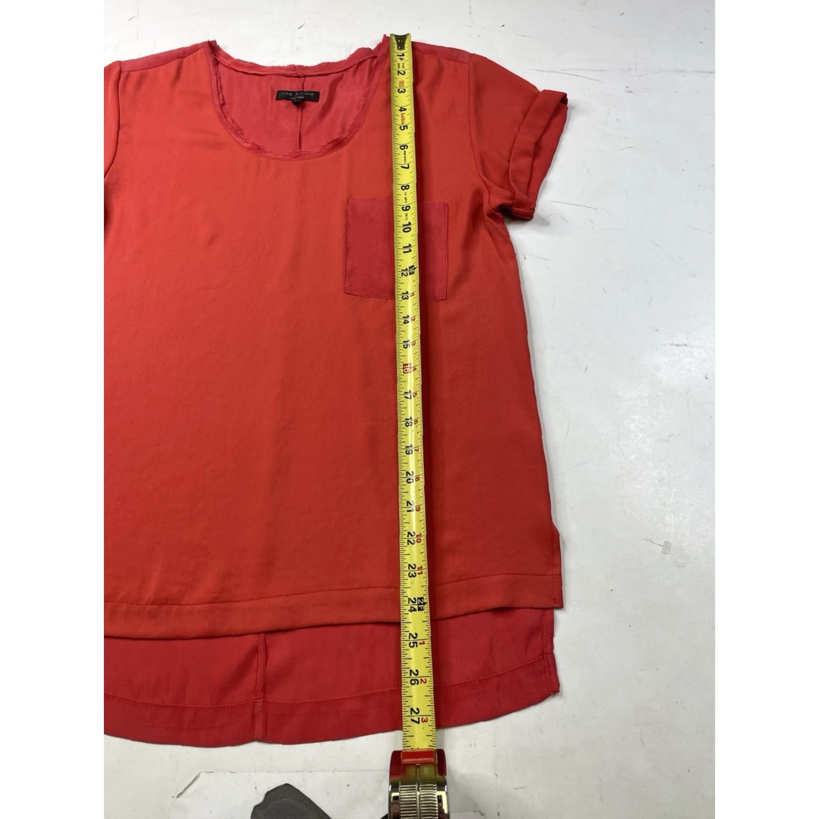 Rag & Bone VINTAGE Rag & Bone Womens XS Red Polyester Tunic T-Shirt Crew Neck Short Sleeve Solid Silk Style Size XS / US 0-2 / IT 36-38 - 4 Thumbnail