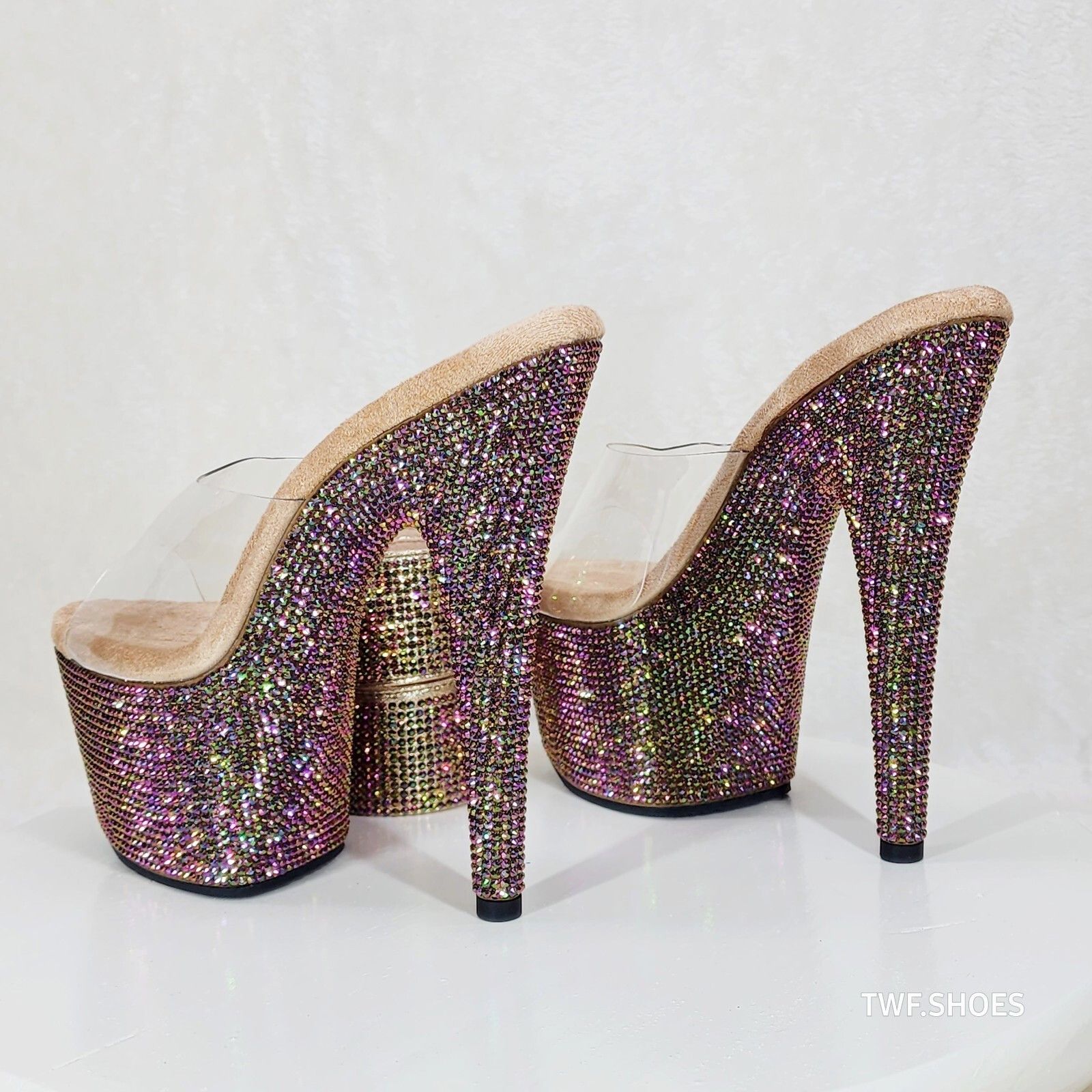 Other Bejeweled 712RS Bronze Rhinestone Platform 7" Stiletto High Size US 8 / IT 38 - 5 Thumbnail