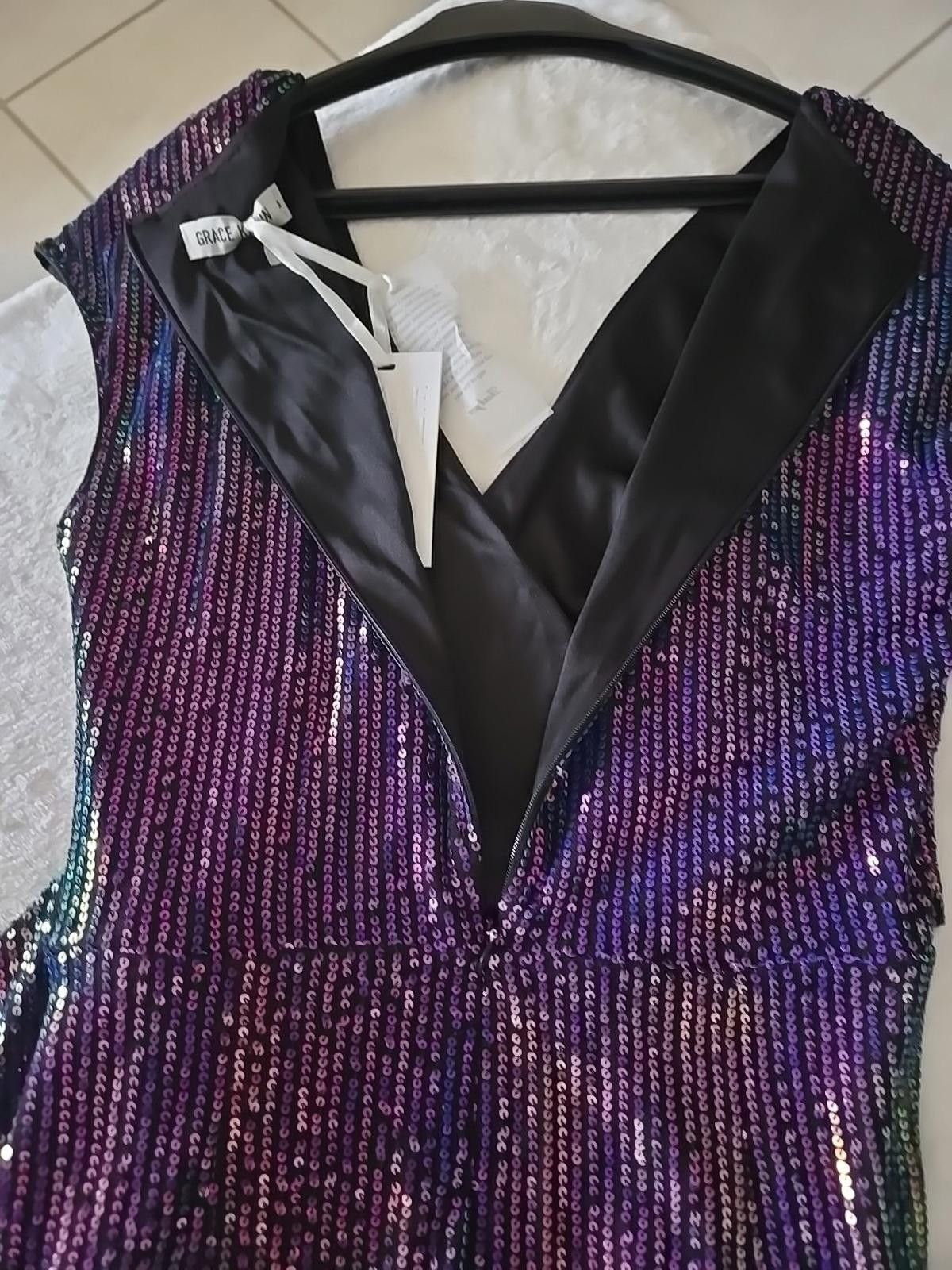 Other NWT Grace Karin Wrap Dress Women's M Purple Sequin Sparkly Size M / US 6-8 / IT 42-44 - 8 Thumbnail