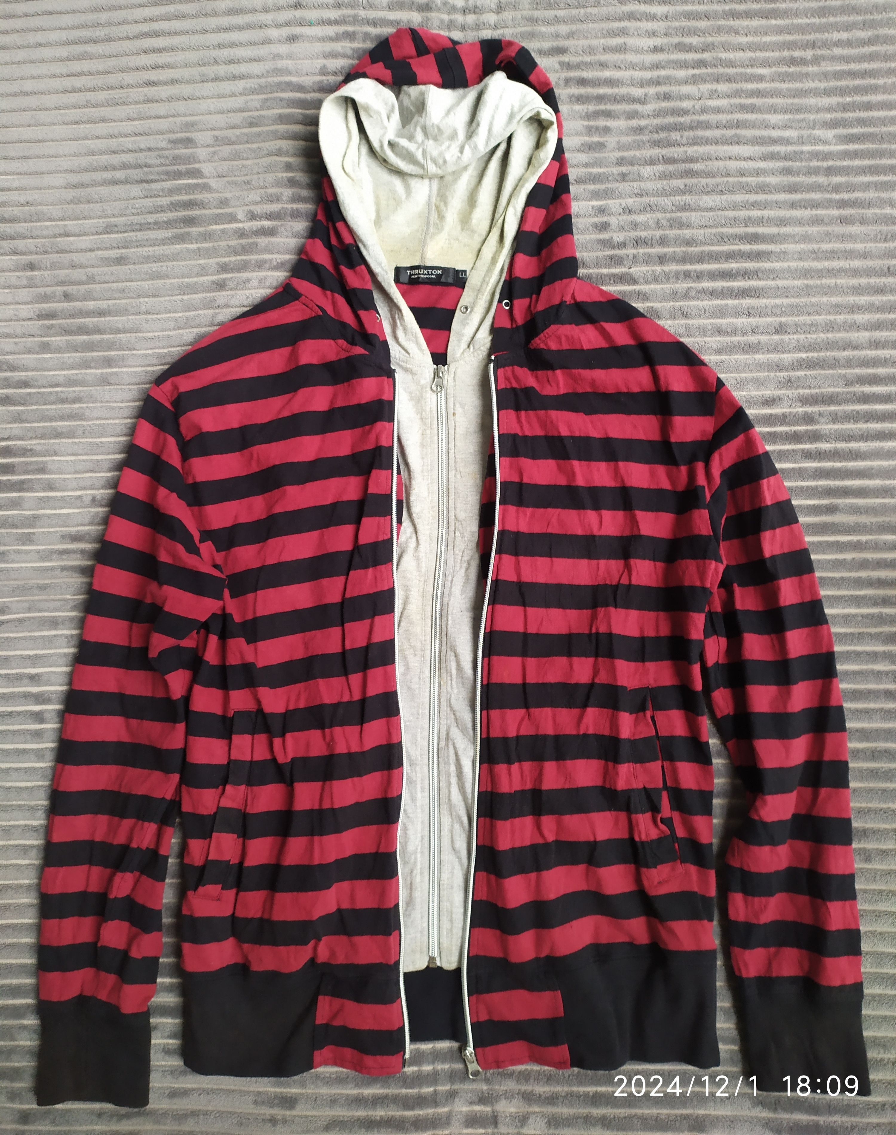 If Six Was Nine × Japanese Brand × Le Grande Bleu (L.G.B.) Japanese Thruxton Stripe Double Layer Hoodie Size US L / EU 52-54 / 3 - 1 Thumbnail