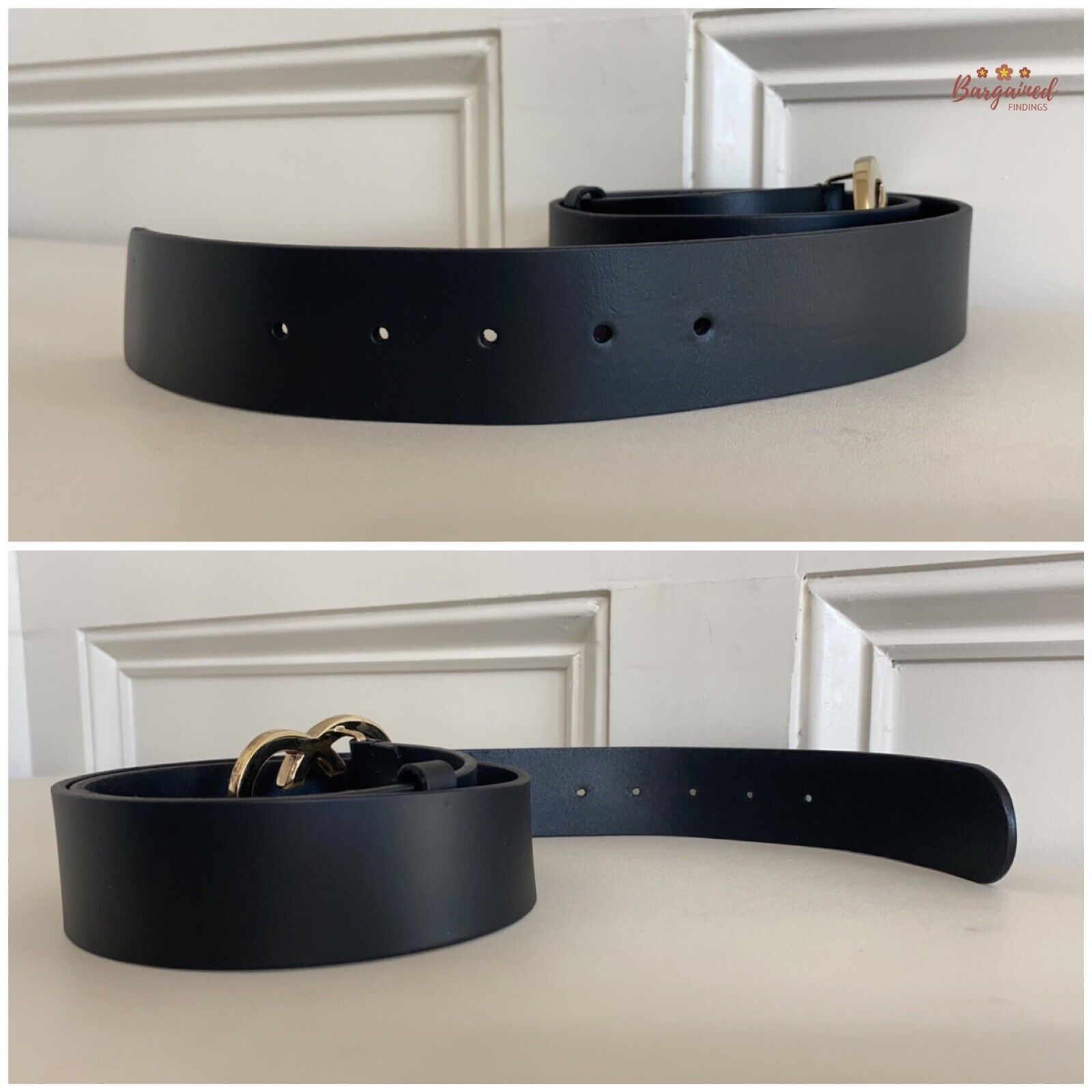 Gucci Gucci Black Leather Interlocking G Heart Gold Buckle Belt Size 34 - 2 Thumbnail