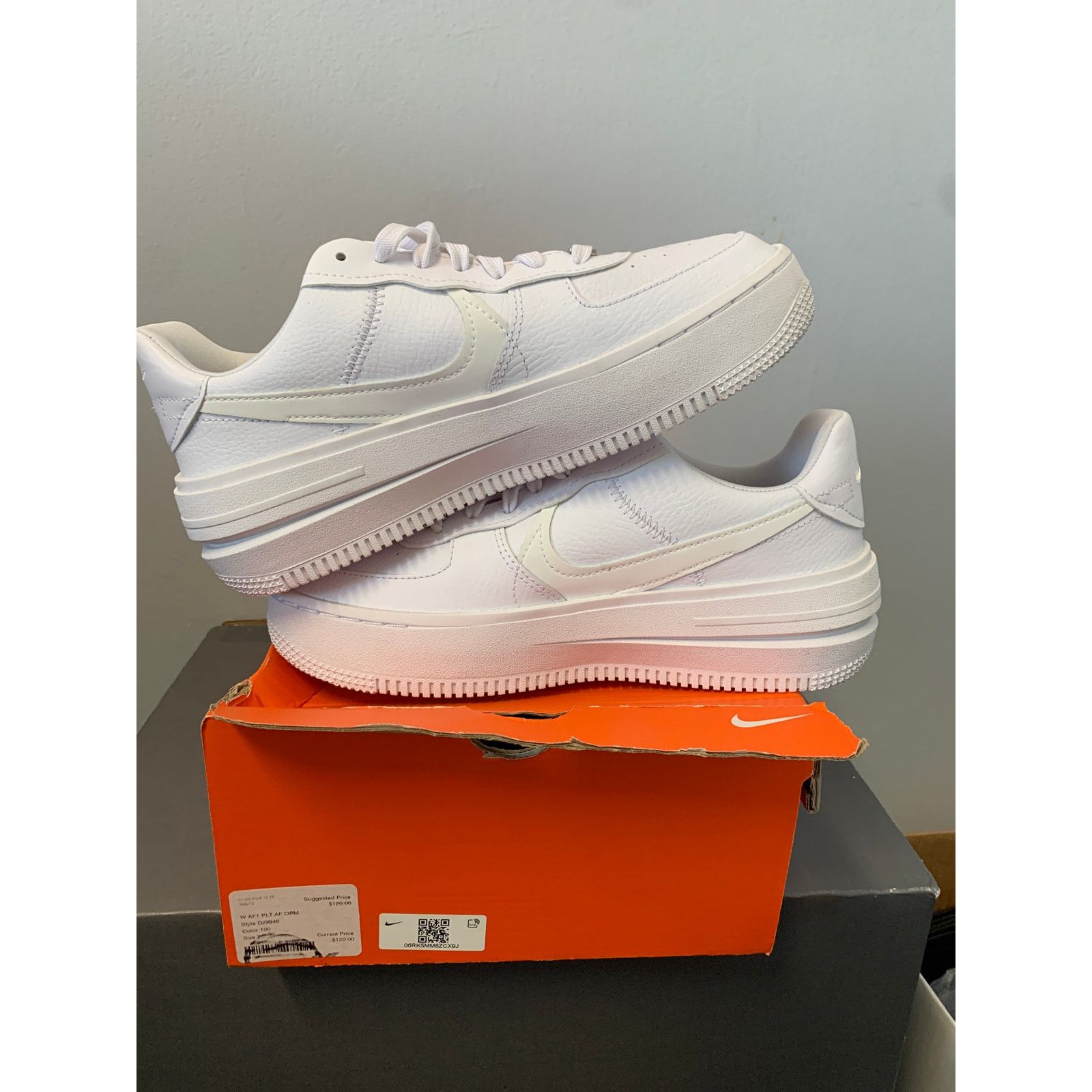Nike Nike Air Force 1 PLT.AF.ORM Triple White Women's Size 7 NEW Size US 7 / IT 37 - 5 Thumbnail