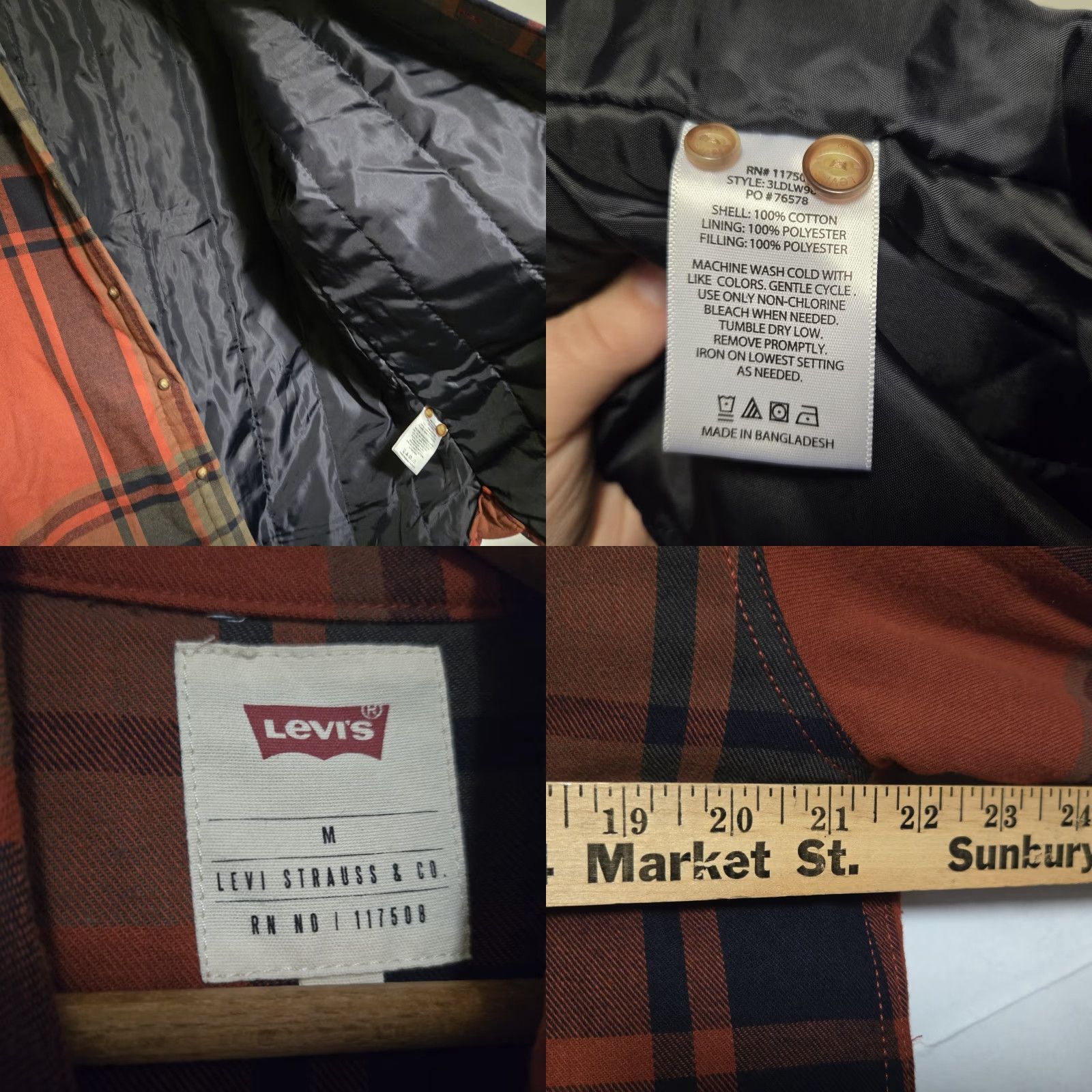 Levi's VINTAGE Levi's Flannel Jacket Mens M Red Brown Plaid Lined Cotton Jacket Size US M / EU 48-50 / 2 - 8 Thumbnail
