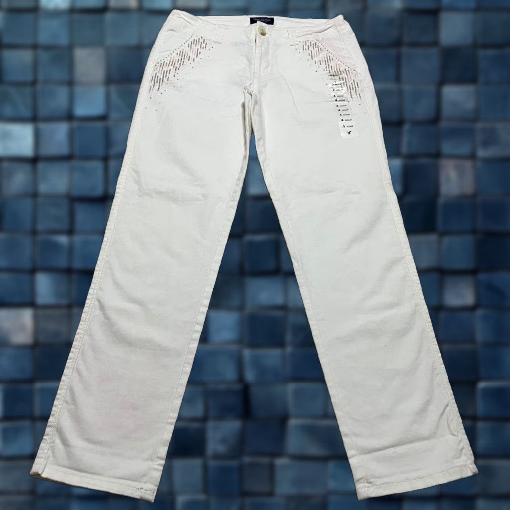 American Eagle Outfitters VINTAGE American Eagle Jeans Womens 4 White Skinny Stretch Cotton Denim Pants Casual Size 27" / US 4 / IT 40 - 1 Thumbnail