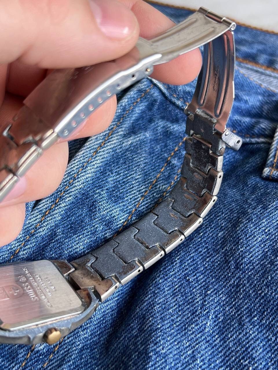Japanese Brand × Vintage Vintage Swiss 4U futuristic Watch Steel Metal Bracelet Size ONE SIZE - 8 Thumbnail