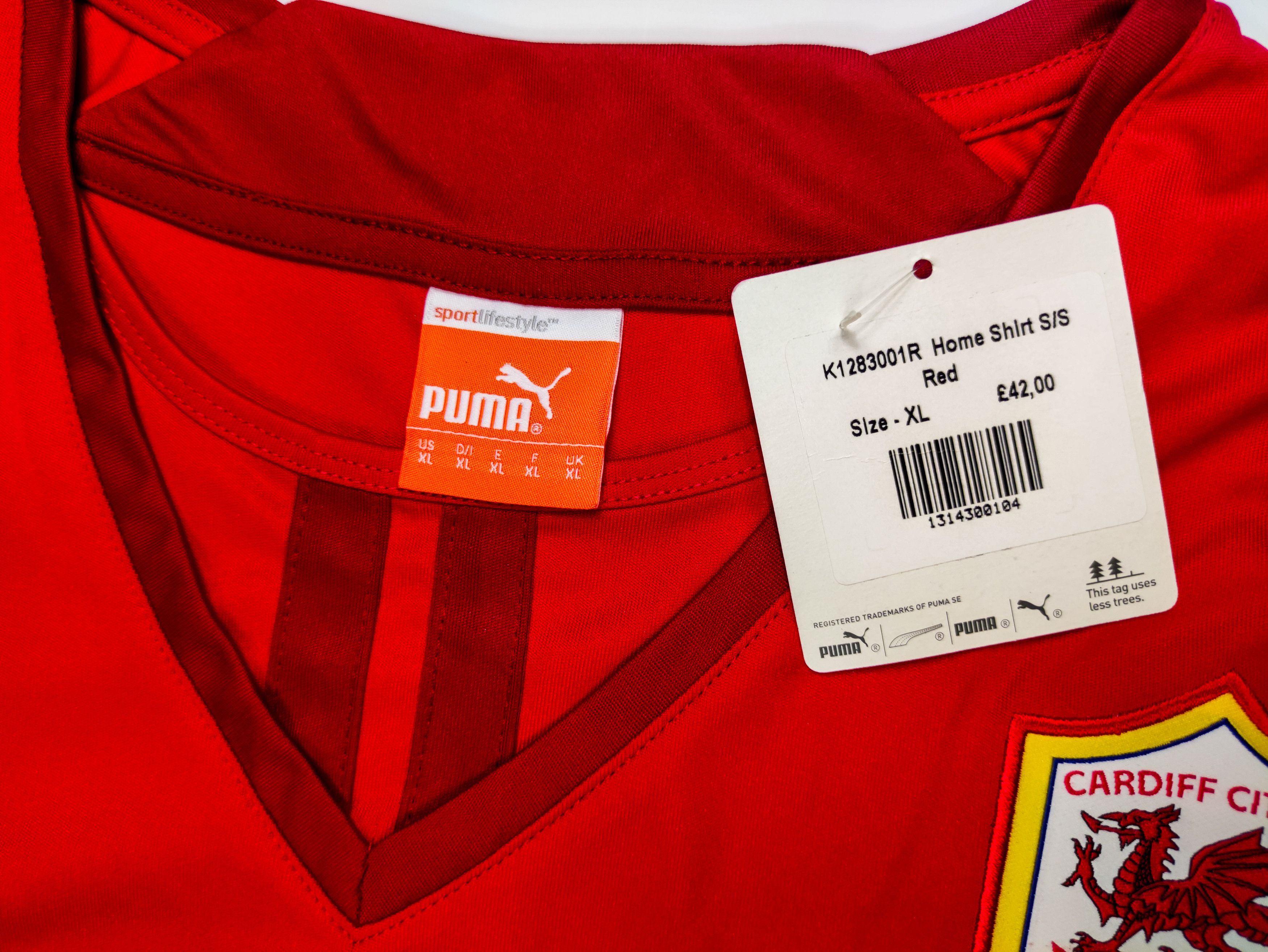 Puma BNWT Cardiff City 2013 2014 Puma Home Shirt Kit Jerset Wales Size US XL / EU 56 / 4 - 4 Thumbnail