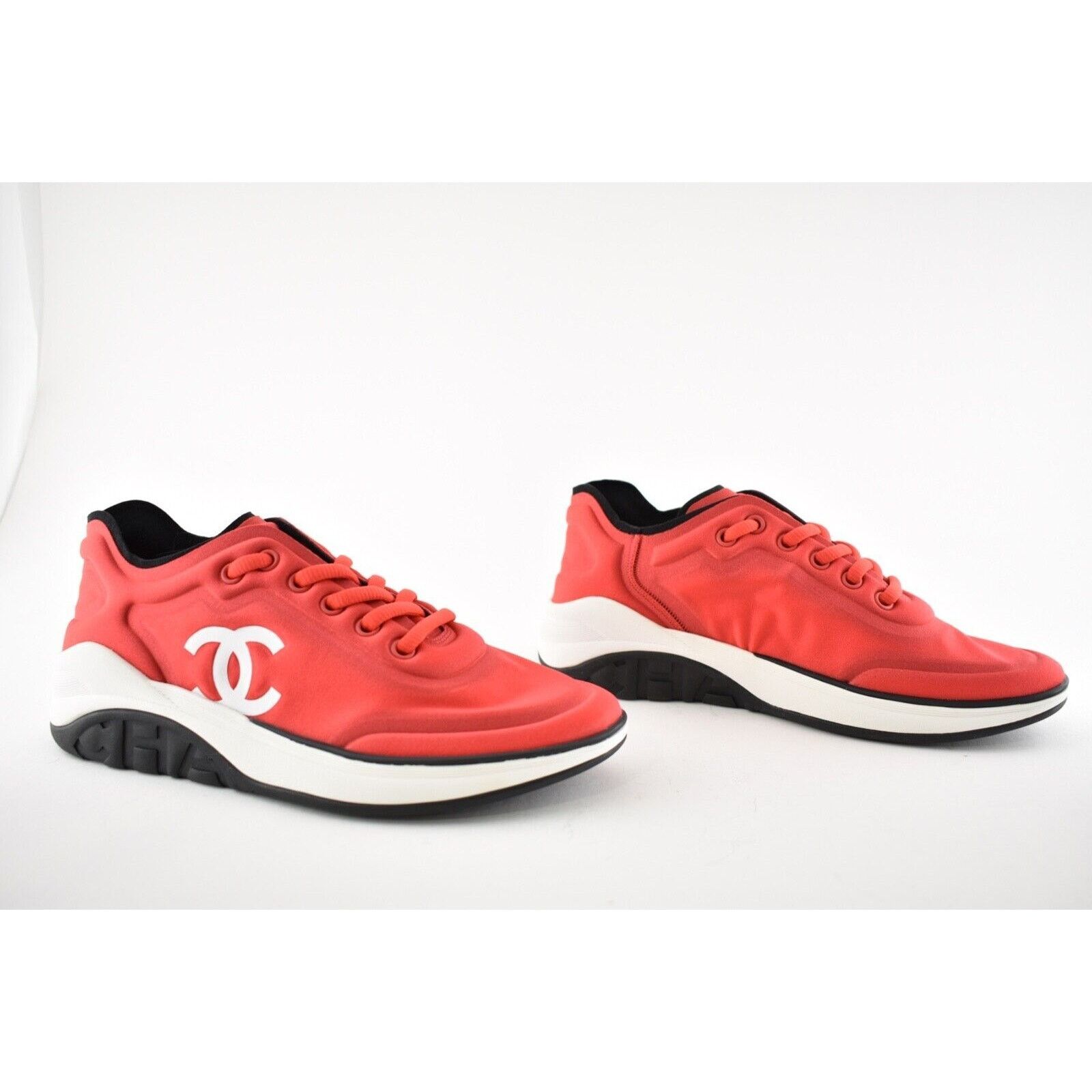Chanel 19P Lycra CC Logo Lace Up Low Top Trainer Sneaker 36.5 Size US 6.5 / IT 36.5 - 3 Thumbnail