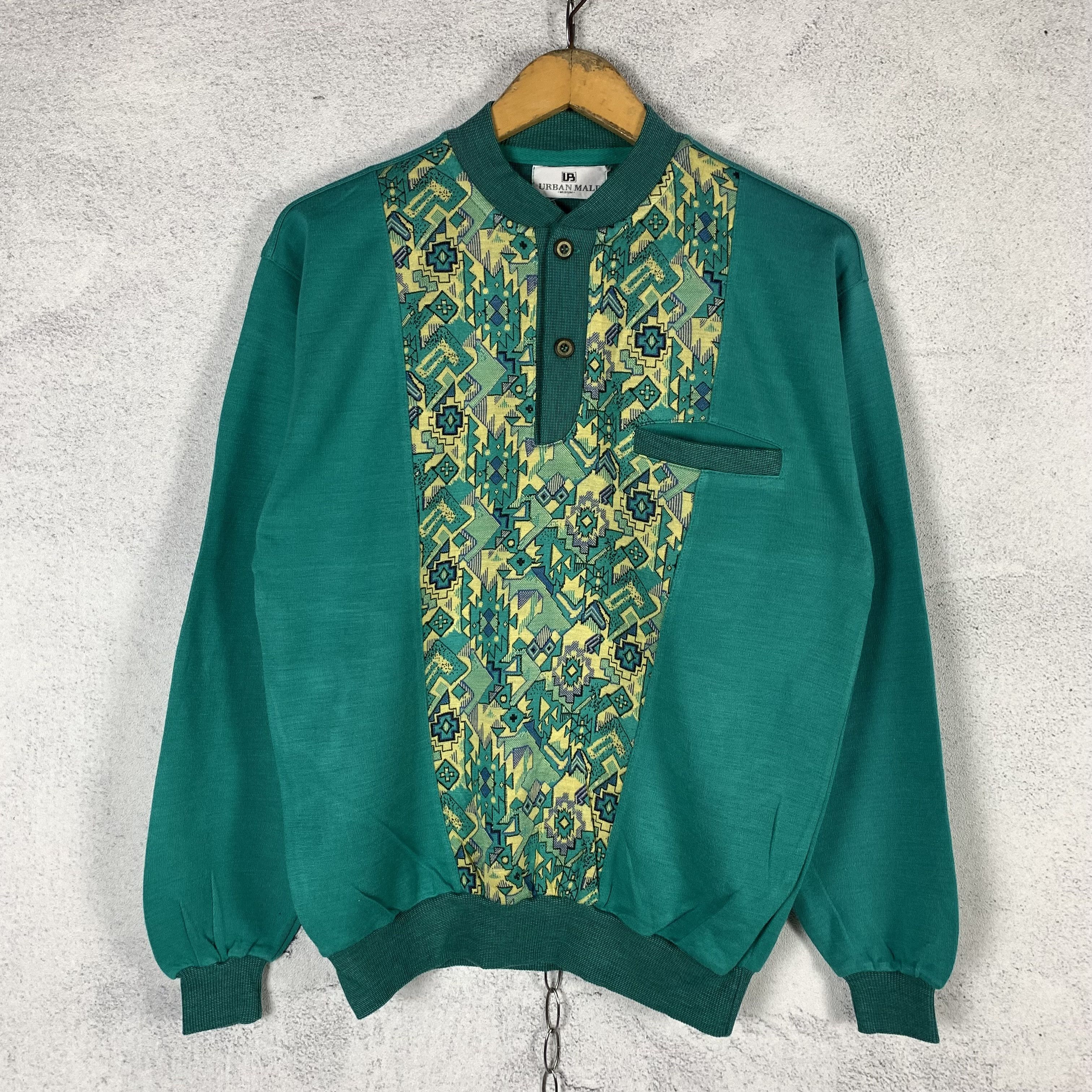 Vintage Vintage 90s Urban Male Button Sweatshirt Crewneck Size US S / EU 44-46 / 1 - 1 Thumbnail