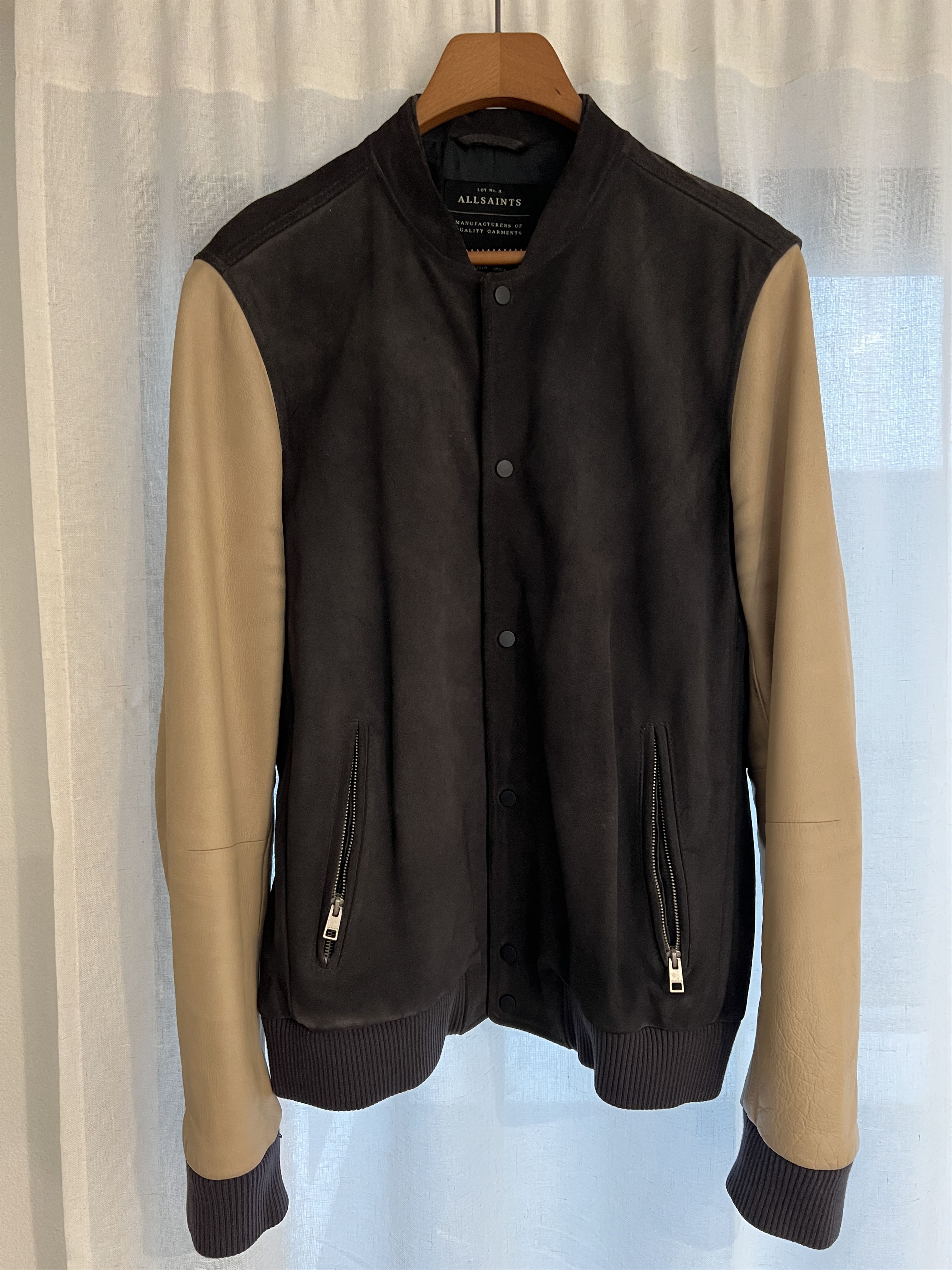 image of Allsaints Leather Suede Jacket in Navy, Men's (Size XL)