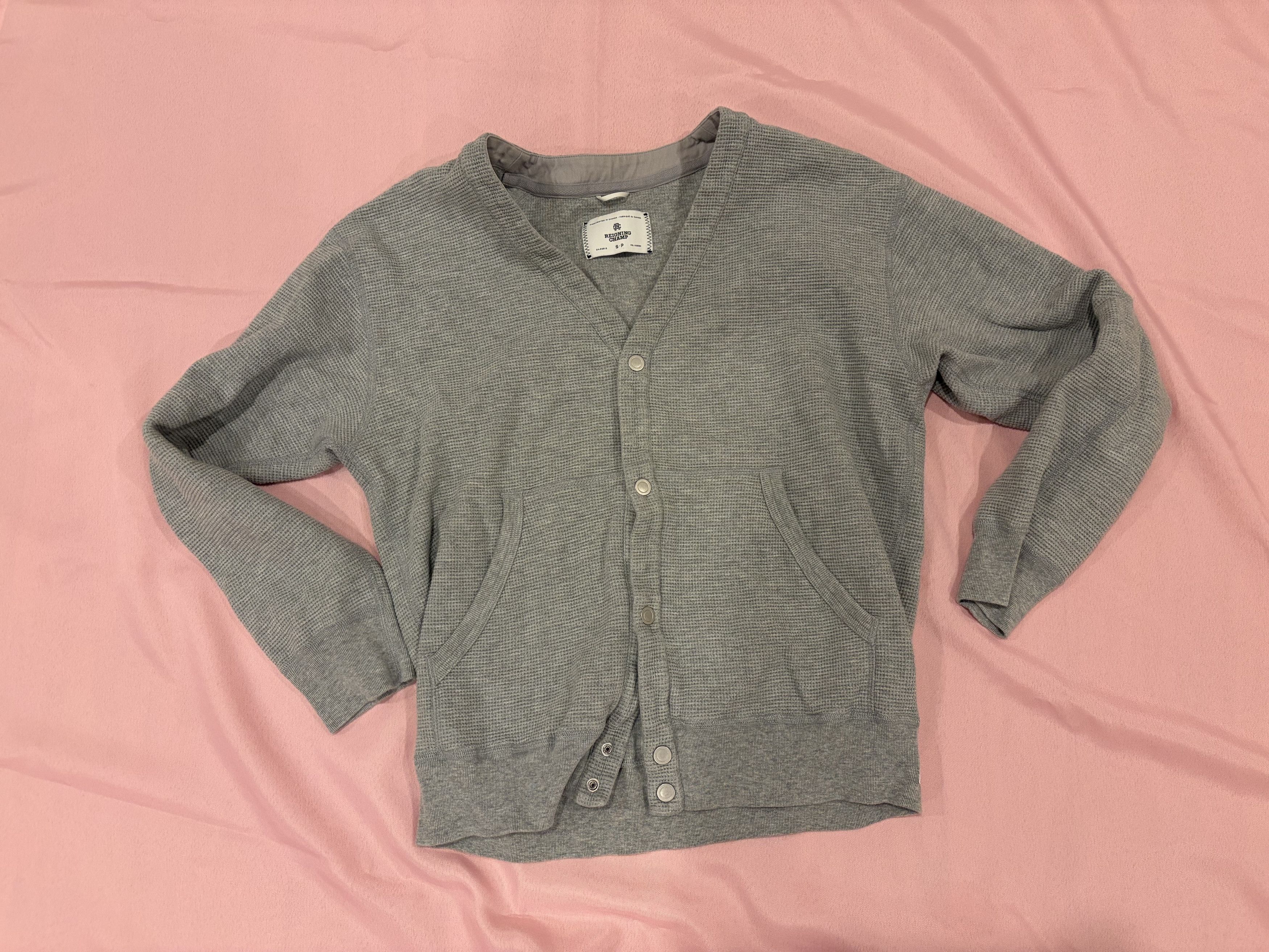 Reigning Champ Reigning Champ Flatback Thermal Cardigan Heather Grey/Gray Size US S / EU 44-46 / 1 - 2 Thumbnail