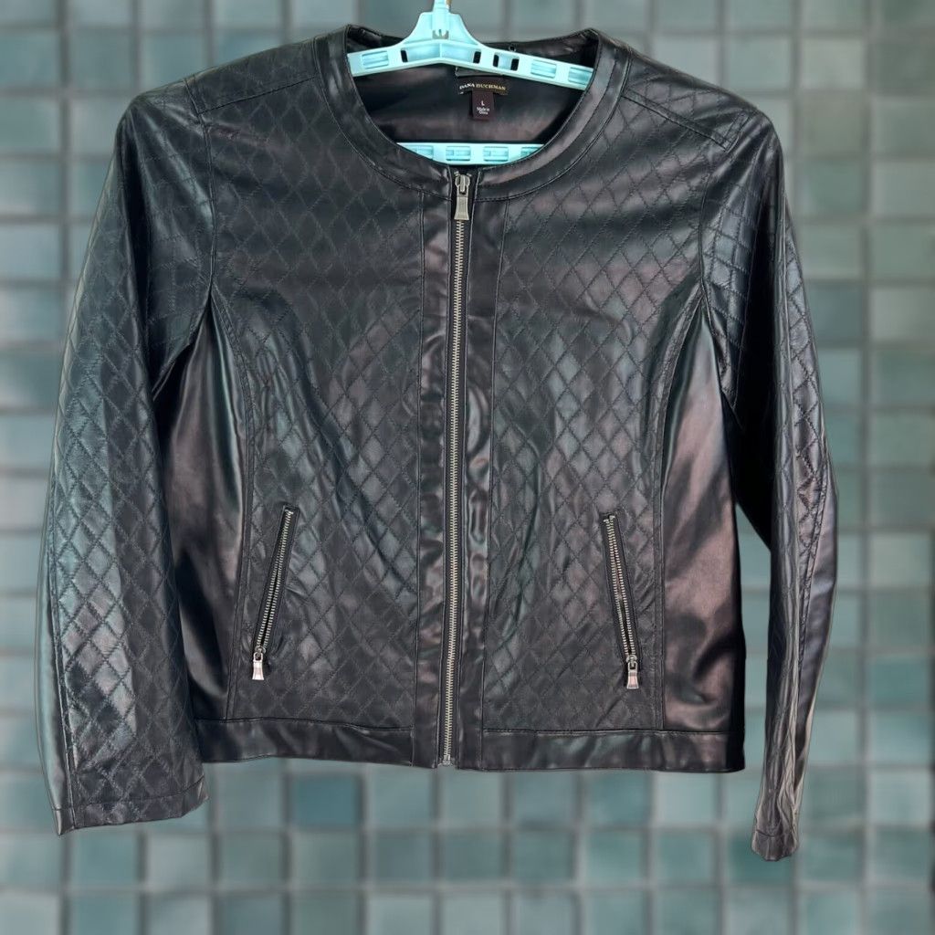 Vintage Dana Buchman Moto Style Jacket Womens Short Black XS? No, L. Wait, keep: Dana Buchman Moto Style Jacket Womens L Black Vintage. Size L / US 10 / IT 46 - 1 Thumbnail