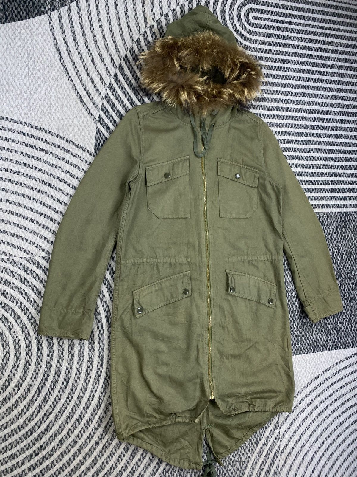 Japanese Brand Vtg Mystic Army Green Faux Fur Trimmed Hood Parka Size US S / EU 44-46 / 1 - 3 Thumbnail