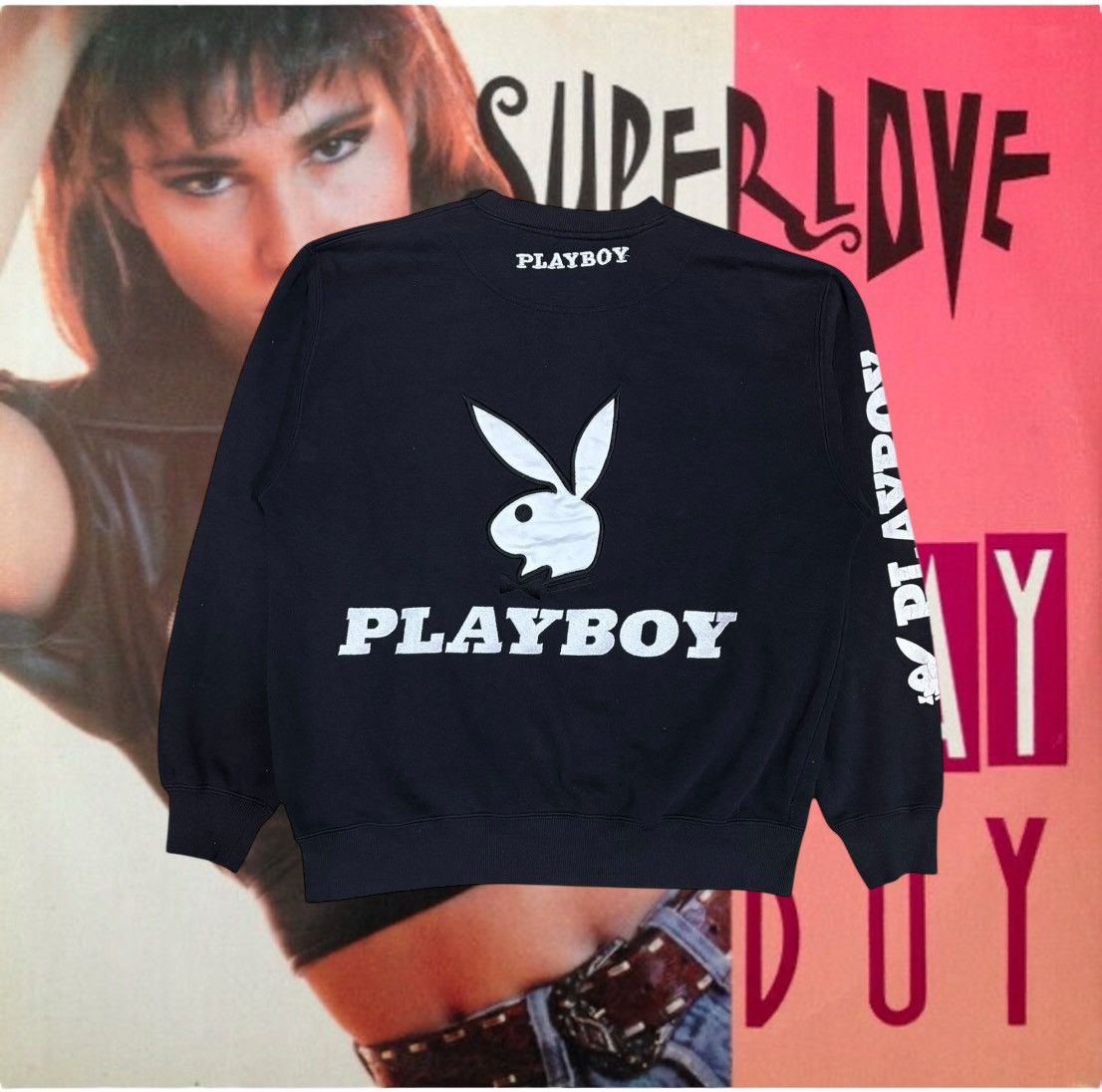 Vintage Playboy X Super Lover Big Logo Spell Out Sweatshirt