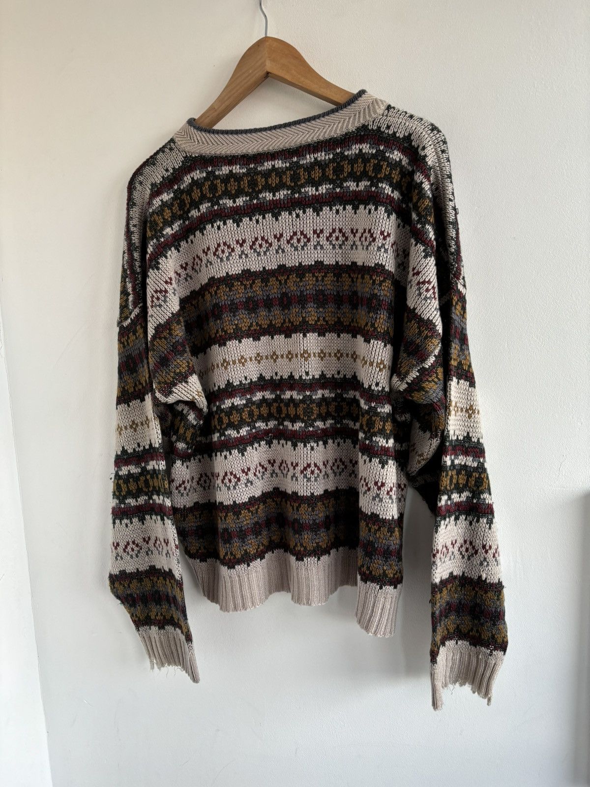 Japanese Brand Vintage Avant Garde Pattern Boxy Distressed Sweater Size US L / EU 52-54 / 3 - 9 Thumbnail