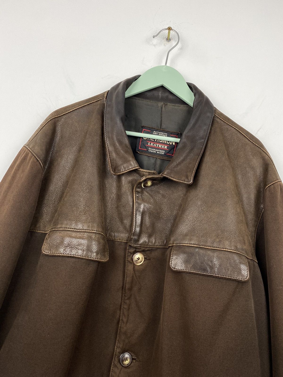 Chevignon Vintage Chevignon Cotton Leather Jacket Schott Western Size US XL / EU 56 / 4 - 2 Thumbnail