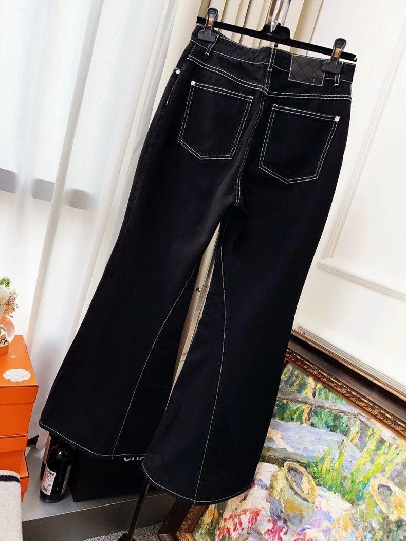 Chanel Chanel 23B Black Flared Denim Jeans Size 37" - 2 Thumbnail