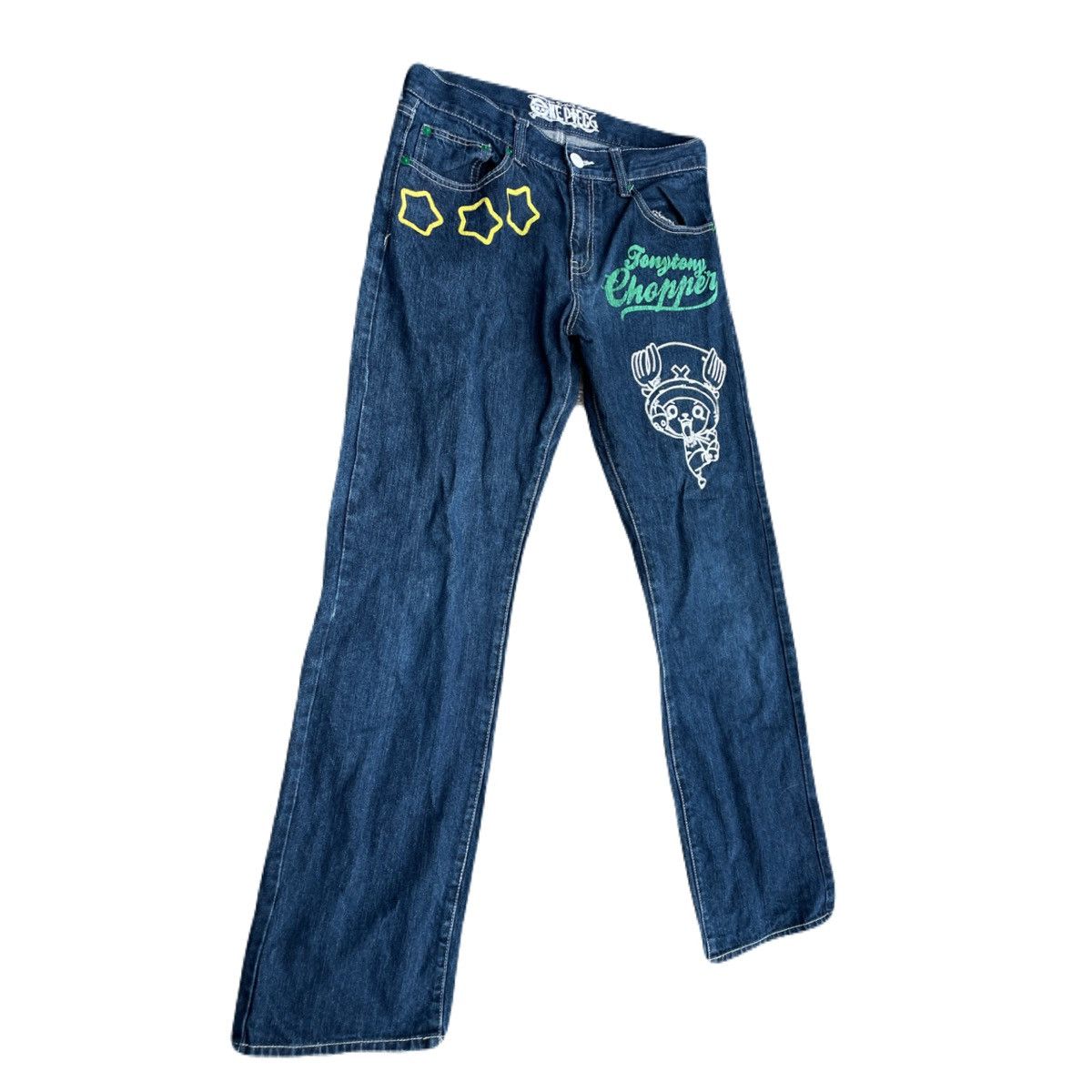 Japanese Brand 2000s ONEPIECE Graffiti Jeans Bape Style Anime Size US 30 / EU 46 - 3 Thumbnail