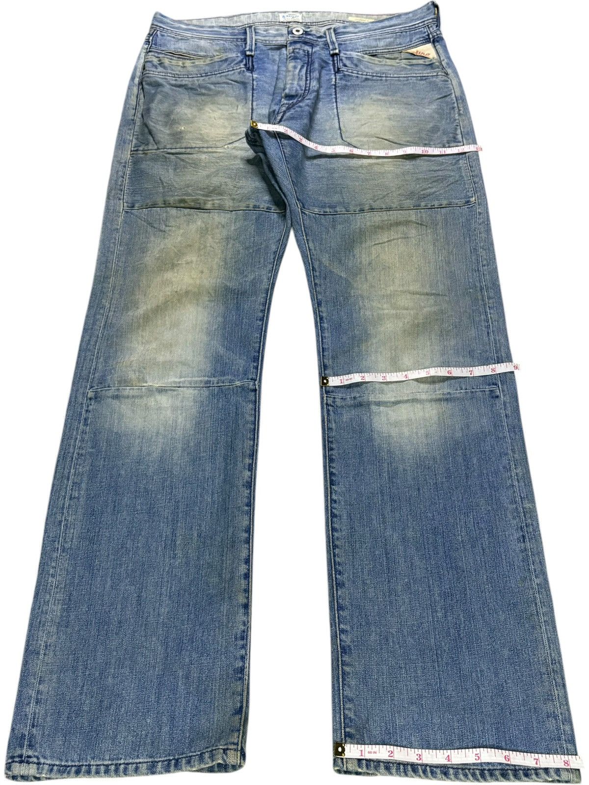Japanese Brand Vintage Replay Button Fly Mud Wash Loose Baggy Jeans Size US 36 / EU 52 - 13 Thumbnail