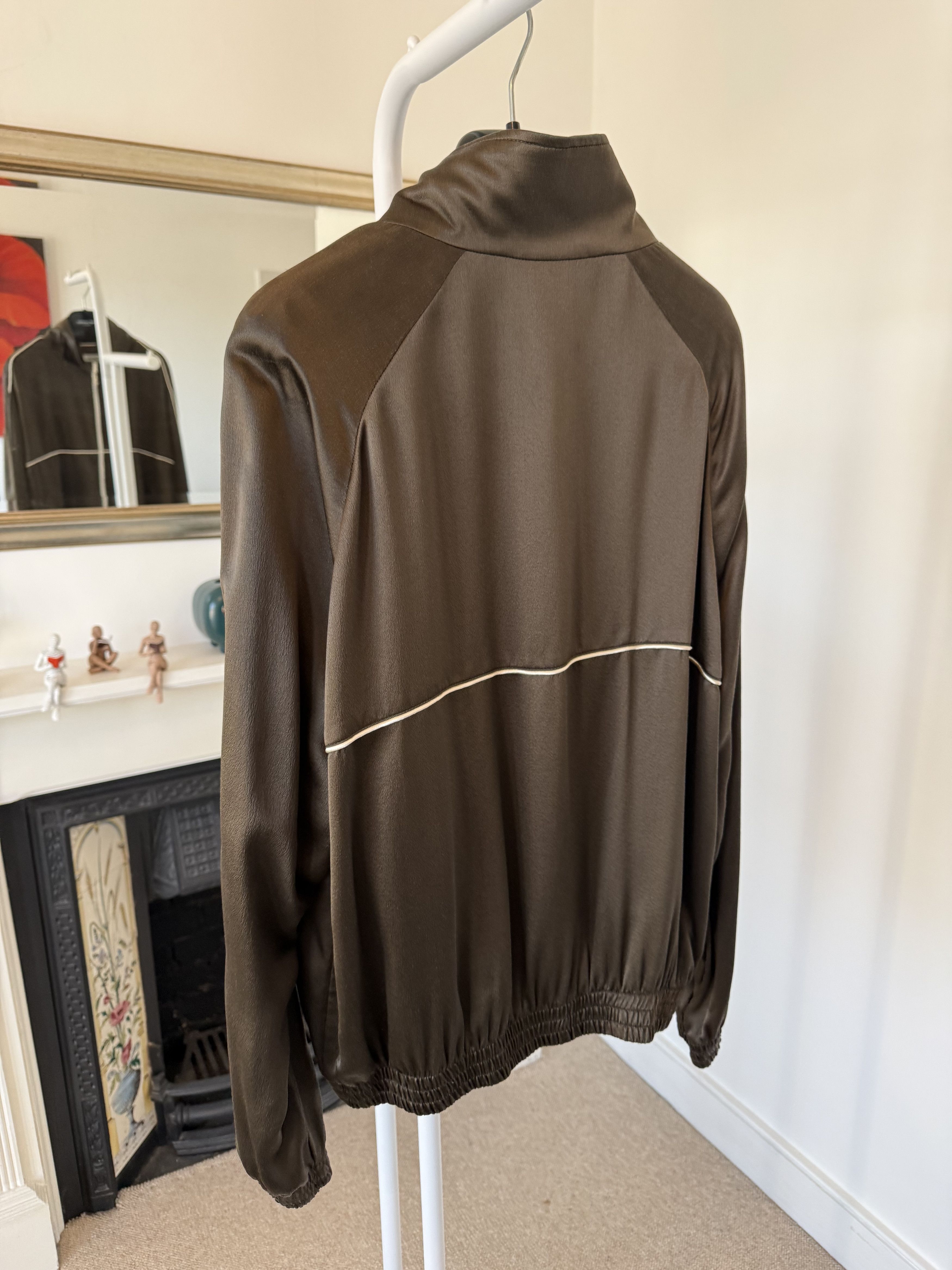 Saint Laurent Paris Saint Laurent Teddy Jacket in Silk Satin Crepe Khaki Size US M / EU 48-50 / 2 - 5 Thumbnail