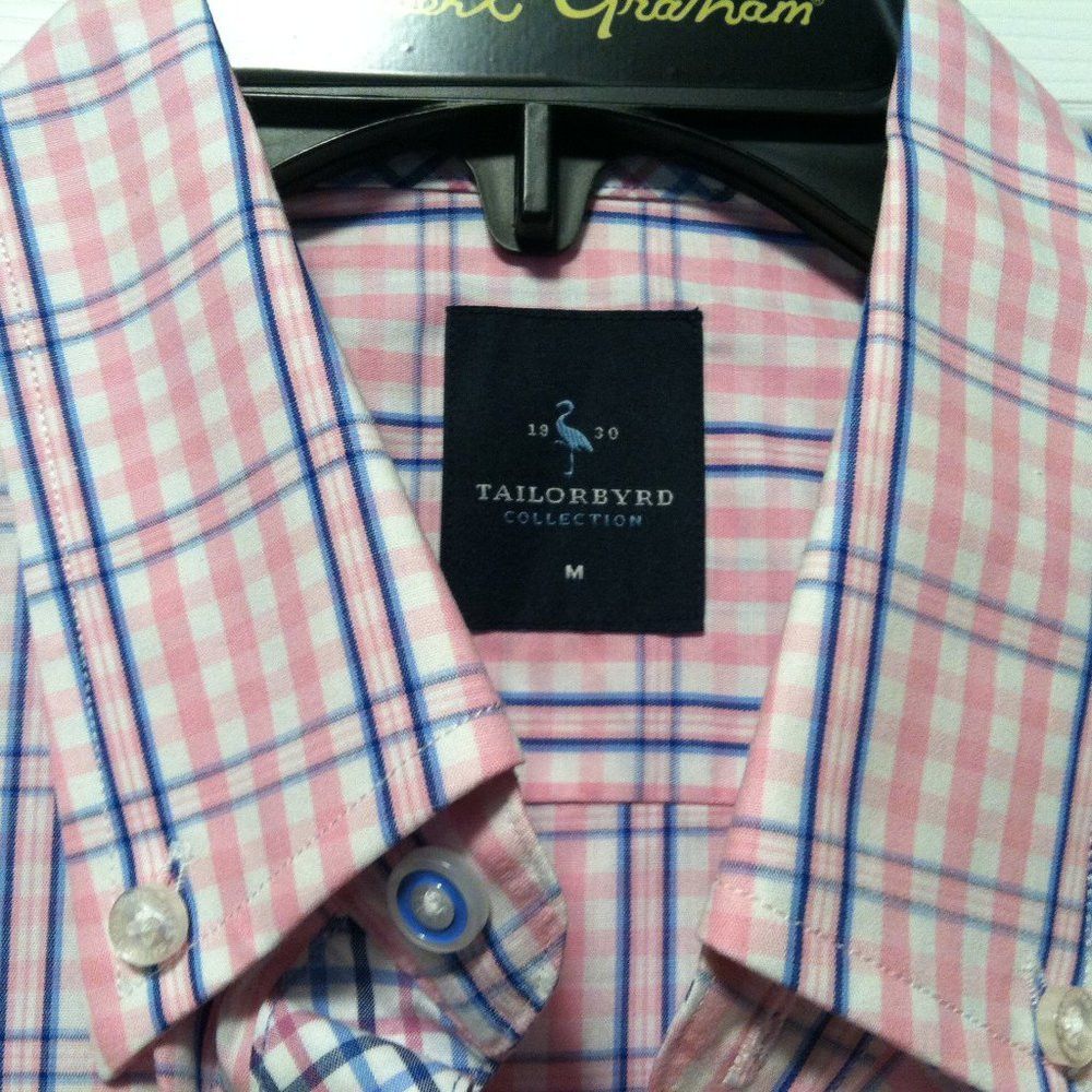 Tailorbyrd TAILORBYRD MENS NEW PINK 100%COTTON CASUAL SHIRT SIZE: M Size US M / EU 48-50 / 2 - 6 Thumbnail